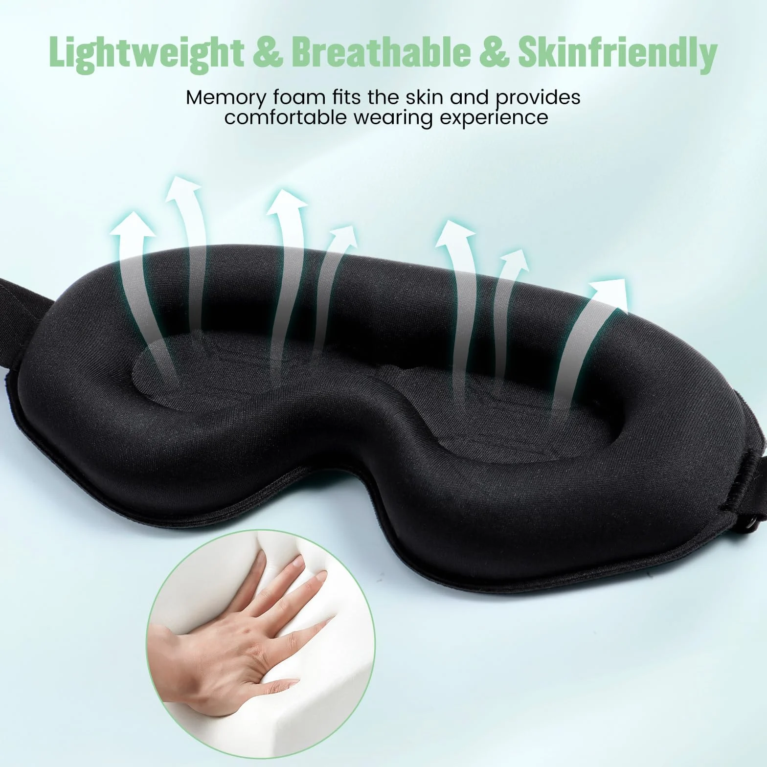 Masque de Nuit 3D Cache Yeux pour Dormir Bloquer la Lumière 20mm Contour Profond Doux Confortable Femme Homme