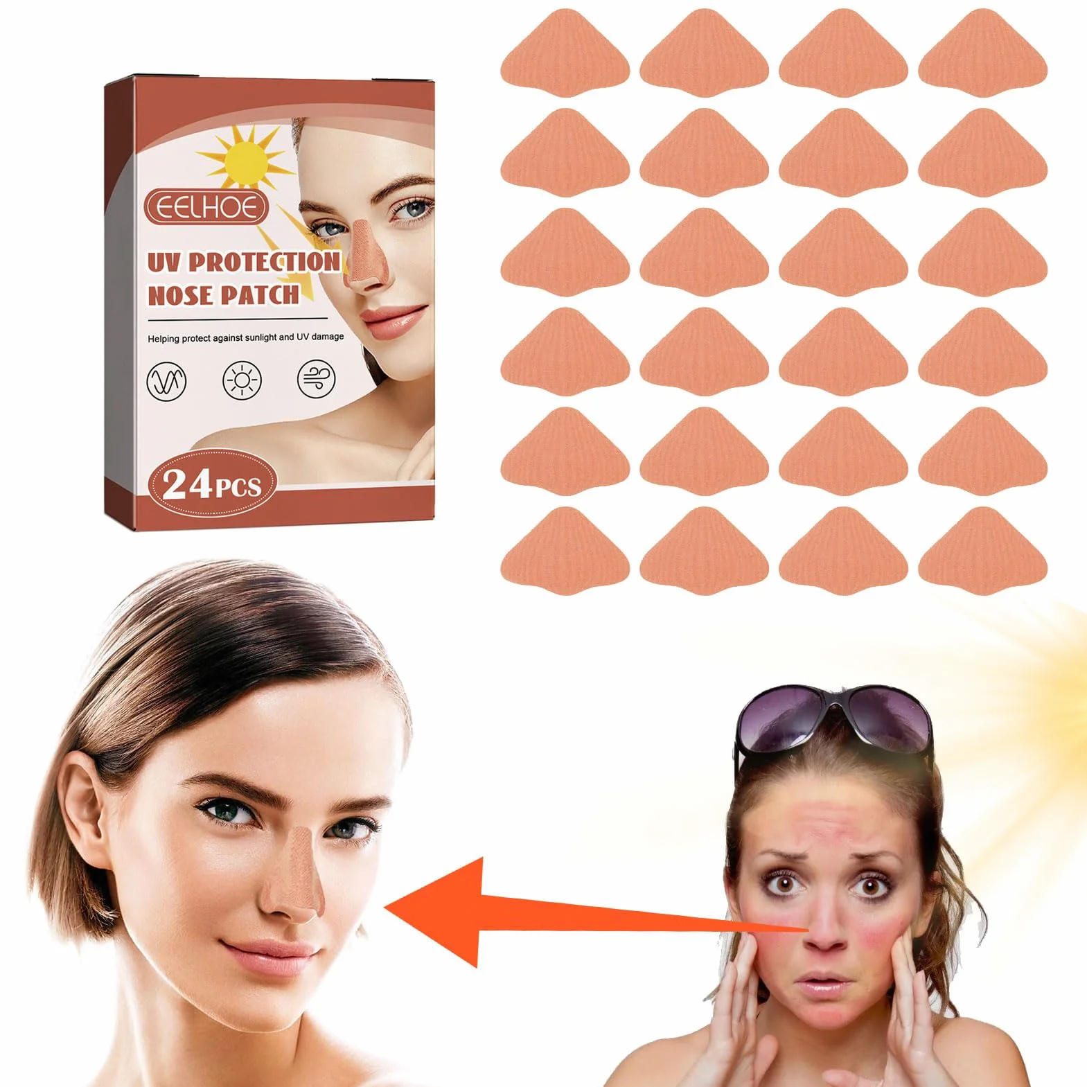 SOGHO Lot de 24 protections solaires nasales UV 5.5 cm