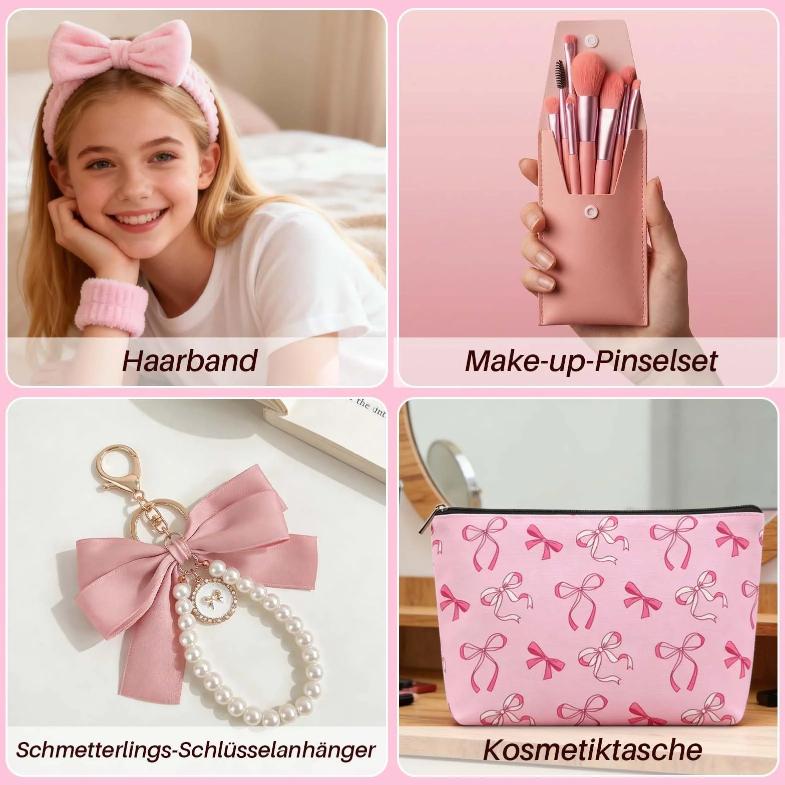Cadeaux pour Filles de 9 10 11 12 13 14 15 16 Ans,Coffret Cadeau Femme,Anniversaire Fille Trousse, Verre, Pinceaux Maquillage Bandeau, Carte