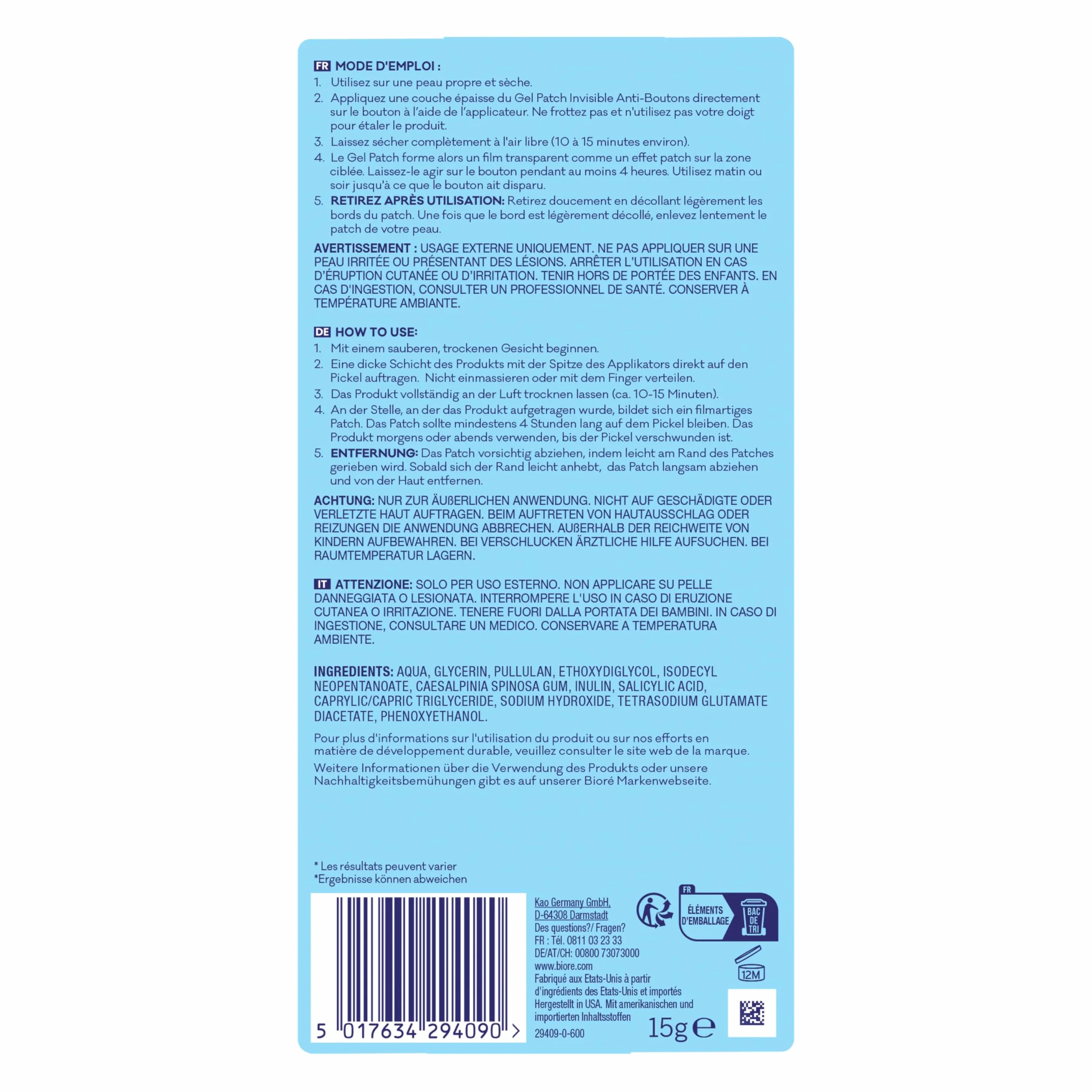 Bioré Gel Patch Invisible Anti-Boutons 15ml