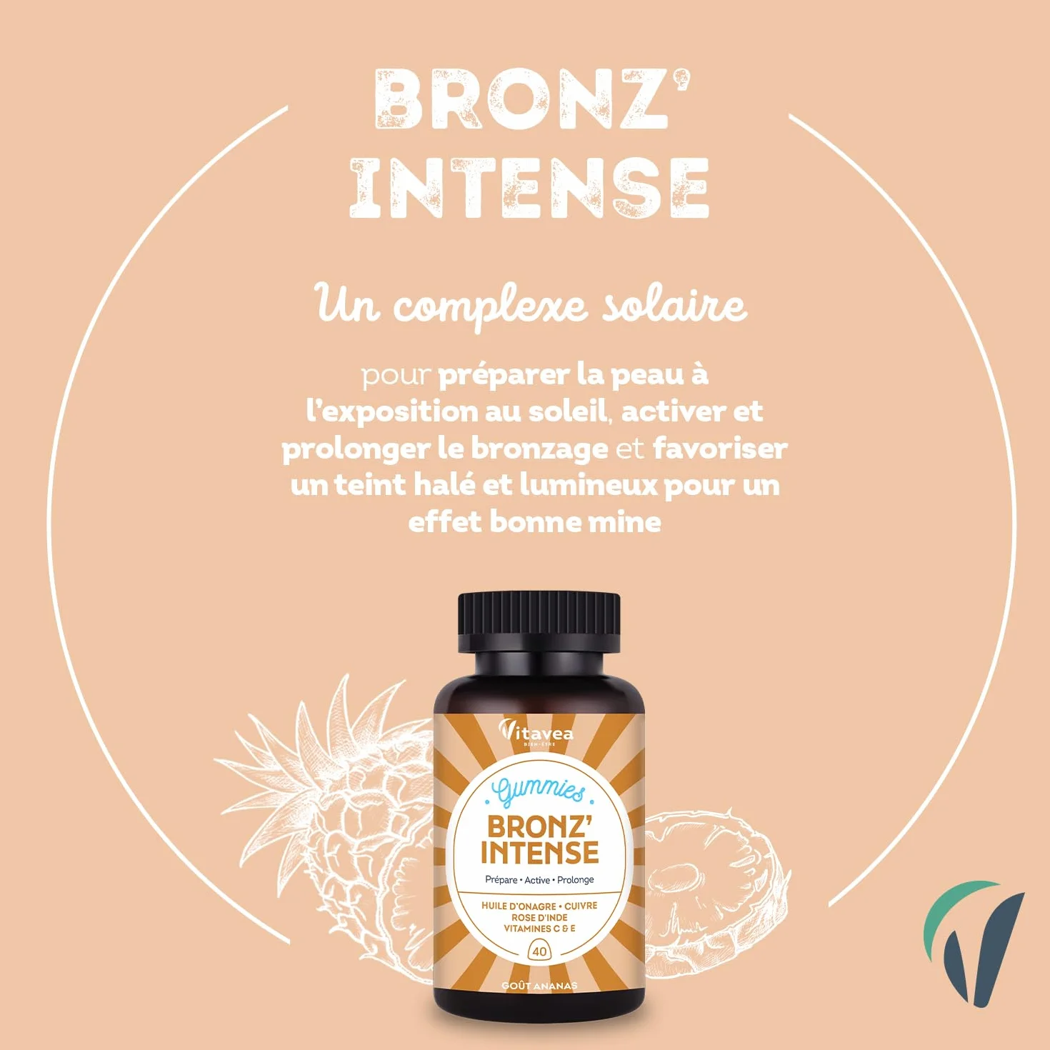 Vitavea Gummies Solaire Bronz'Intense Complément alimentaire Bronzage 40 gummies Vegan