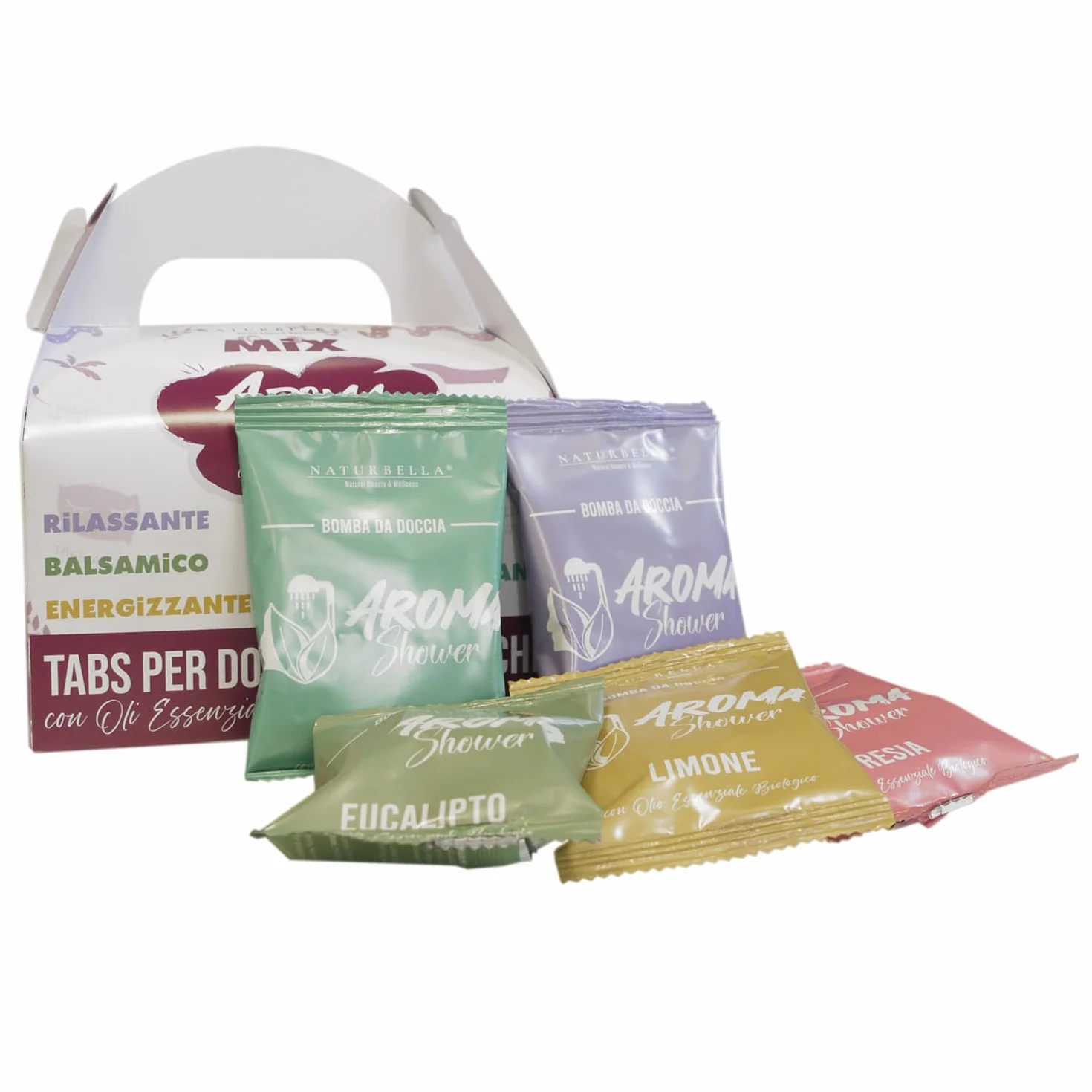 Gisa Wellness Bombes de Douche Aroma Shower BOX 10 pièces Huiles Essentielles Bio Lavande Citron Eucalyptus