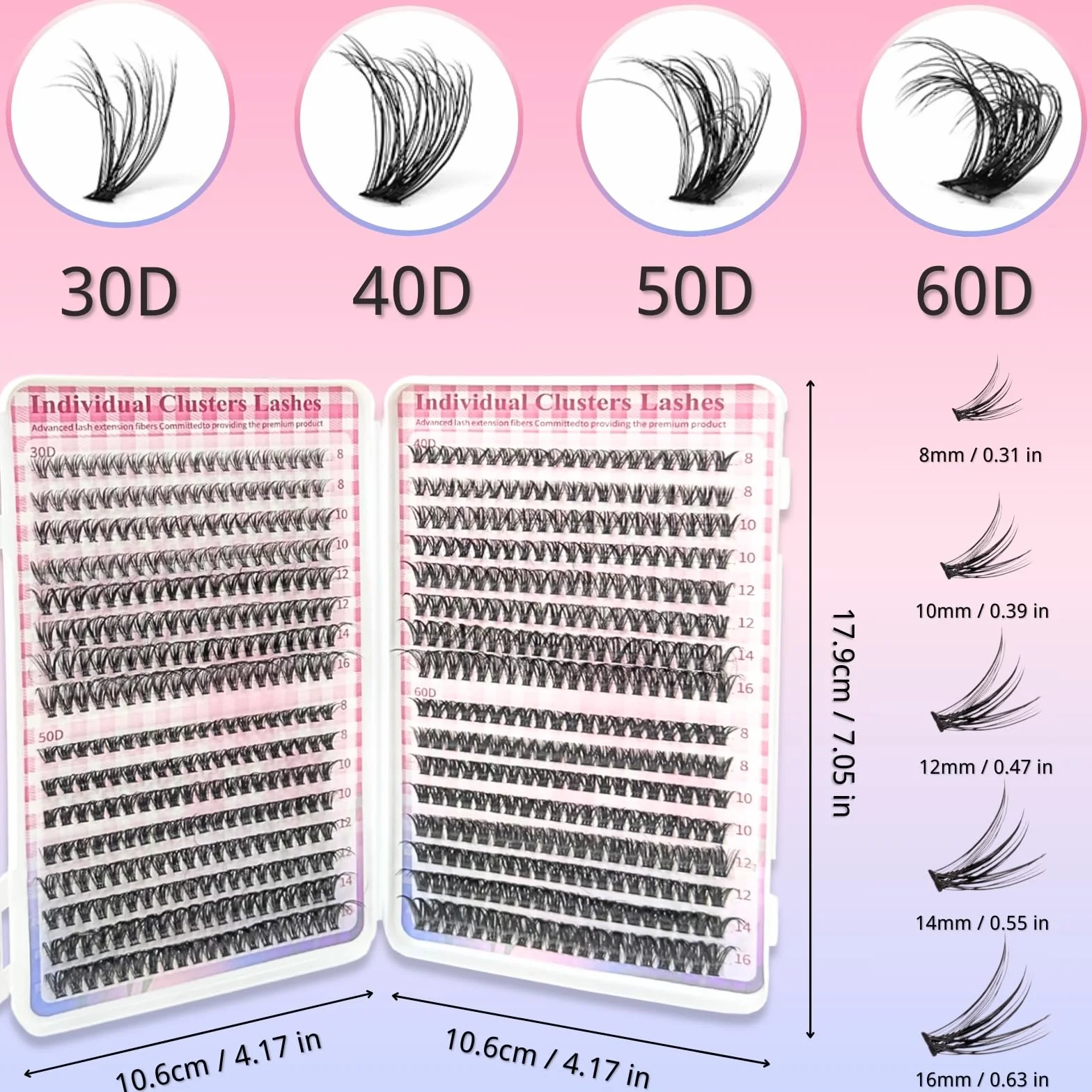 Faux Cils Kit Extension 640pcs 30D 40D 50D 60D Russian Volume D Curl 8-16mm Individual Lashes