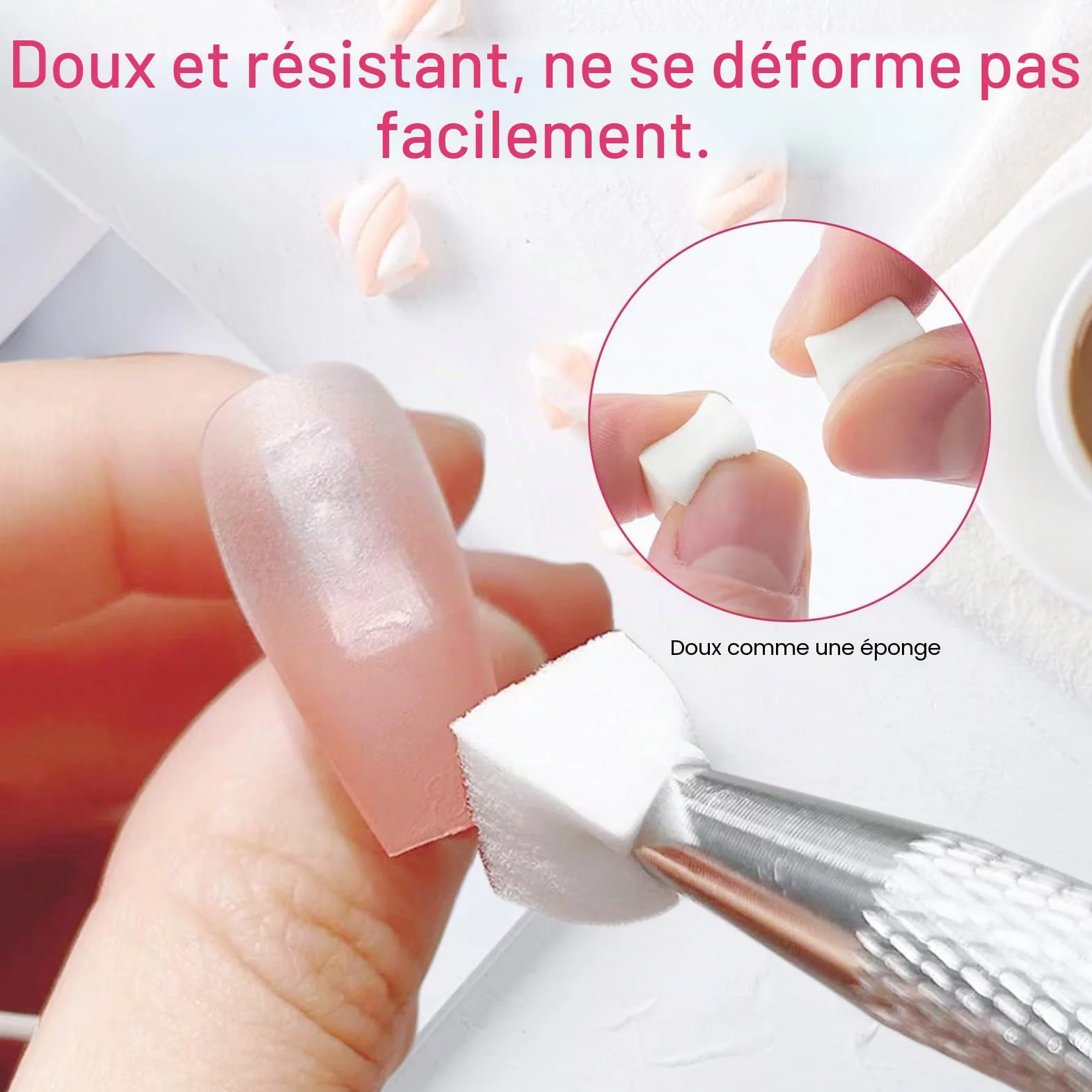 Lot de 100 éponges de nailart avec pince en métal