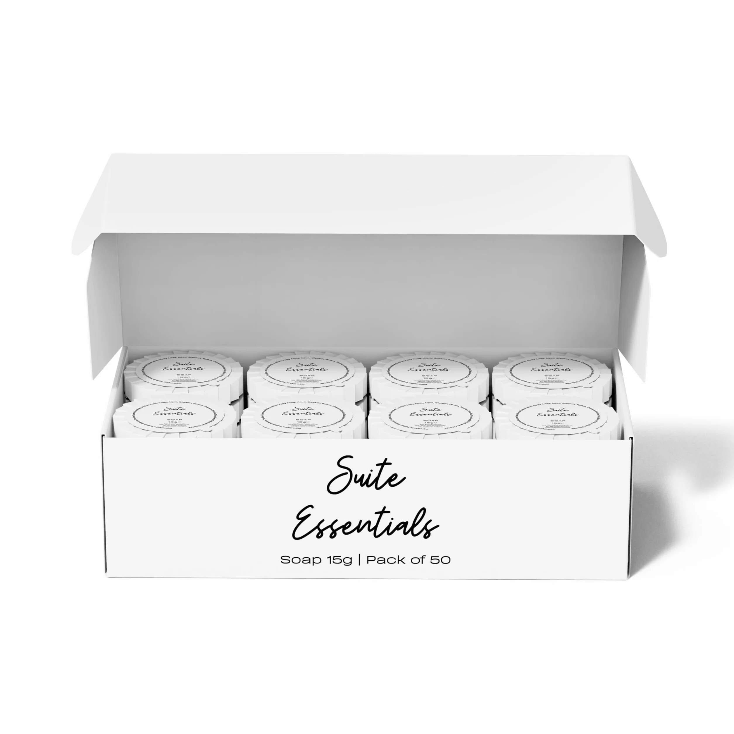 50 x 15 g Barres de savon en vrac - Idéal pour hôtels, chambres d'invités, Airbnb et hébergement, emballage recyclable, achat en gros de mini articles de toilette en multipack