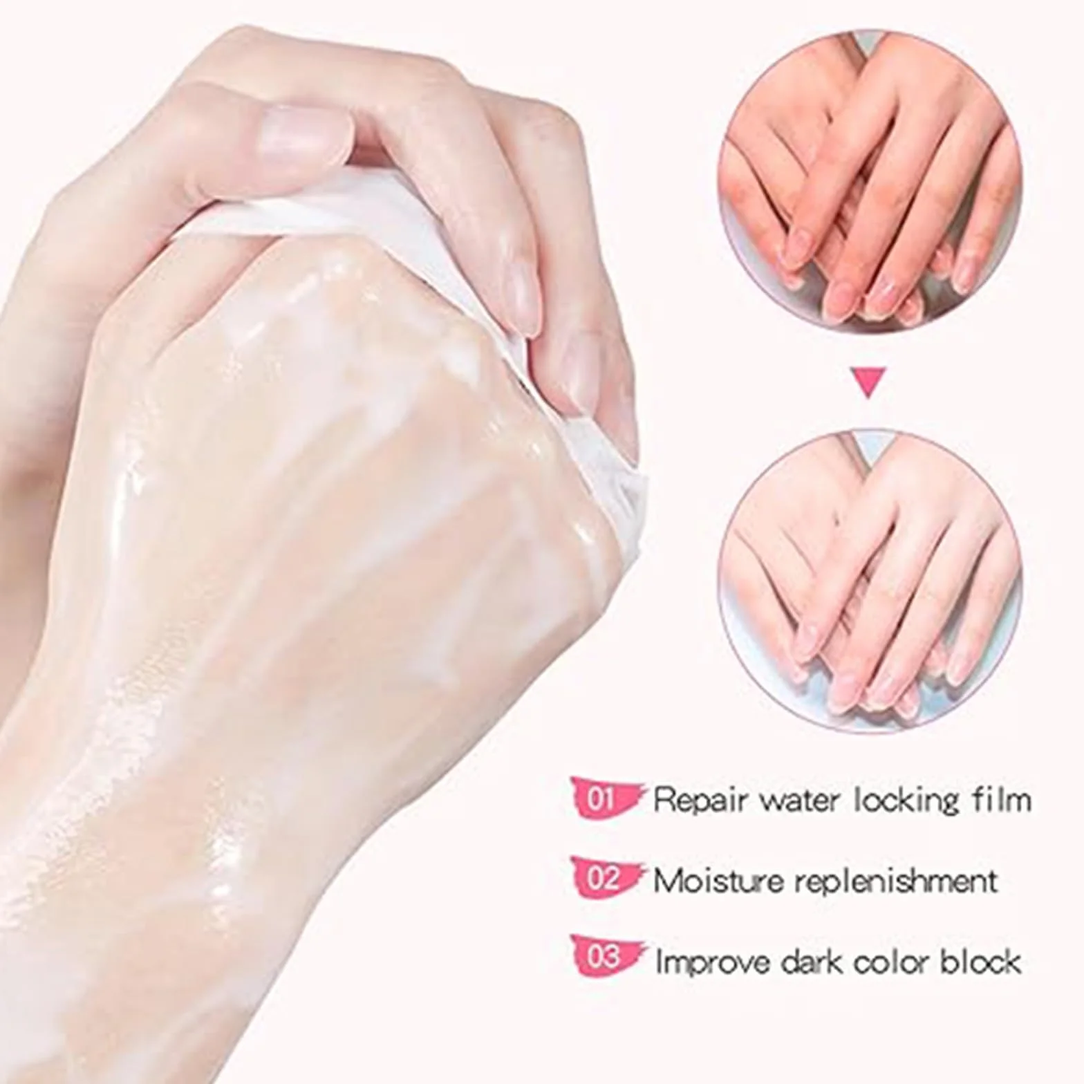 Gants Hydratants Pour Les Mains 5PCS, Masque De Soin Nourrissants Pour Nuit Peaux Sèches Gercées