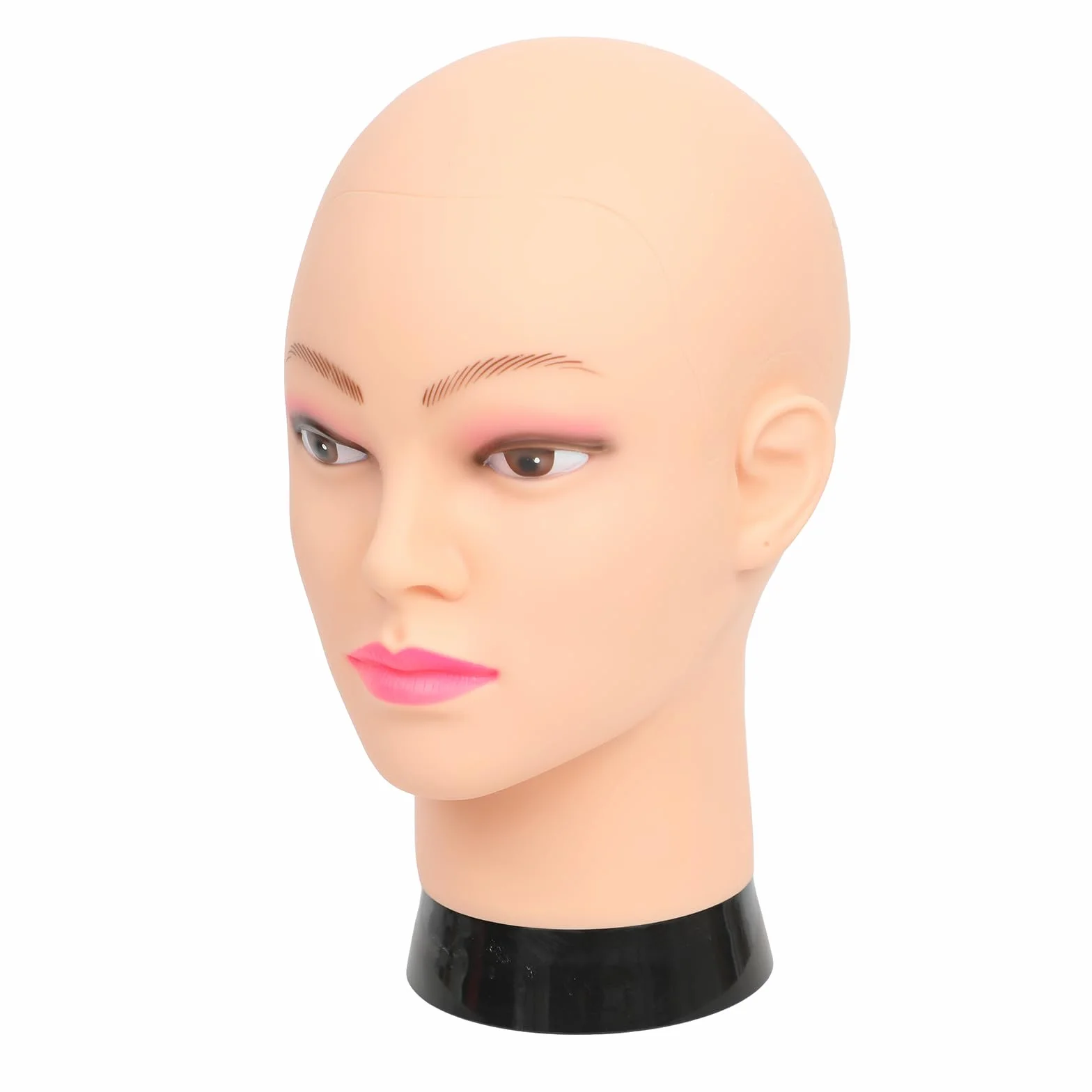 Tête de mannequin chauve pour femme - Tête de mannequin chauve pour la fabrication de perruques et présentoir - Avec pince de table gratuite (GT-B)
