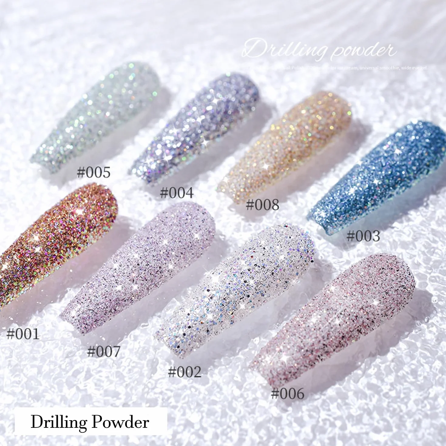 Paillettes Poudre Ongles 8Pcs Diamant Glitter Nail Art Décoration