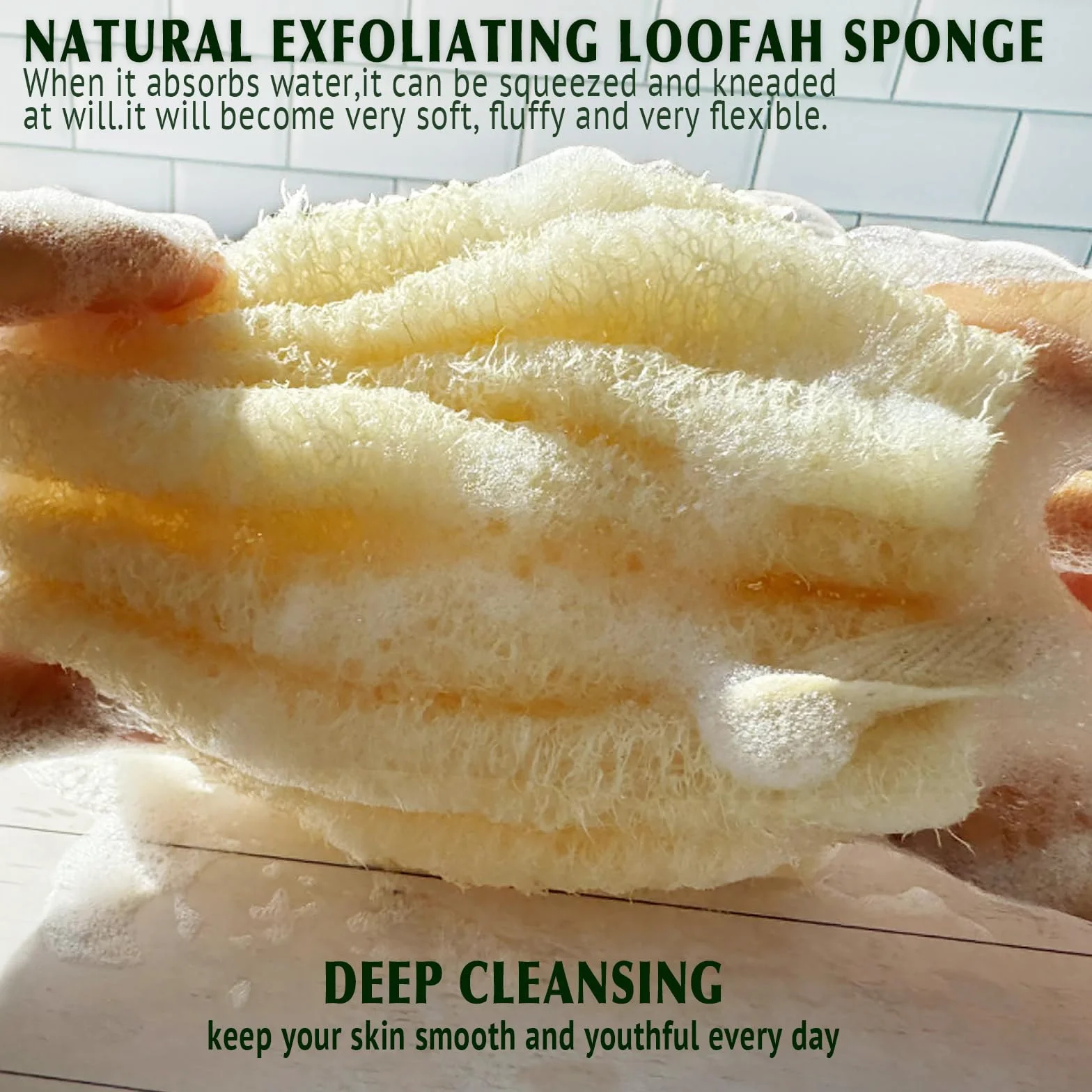Eponge de douche naturelle Loofah exfoliante 5.5 pouces 3 packs