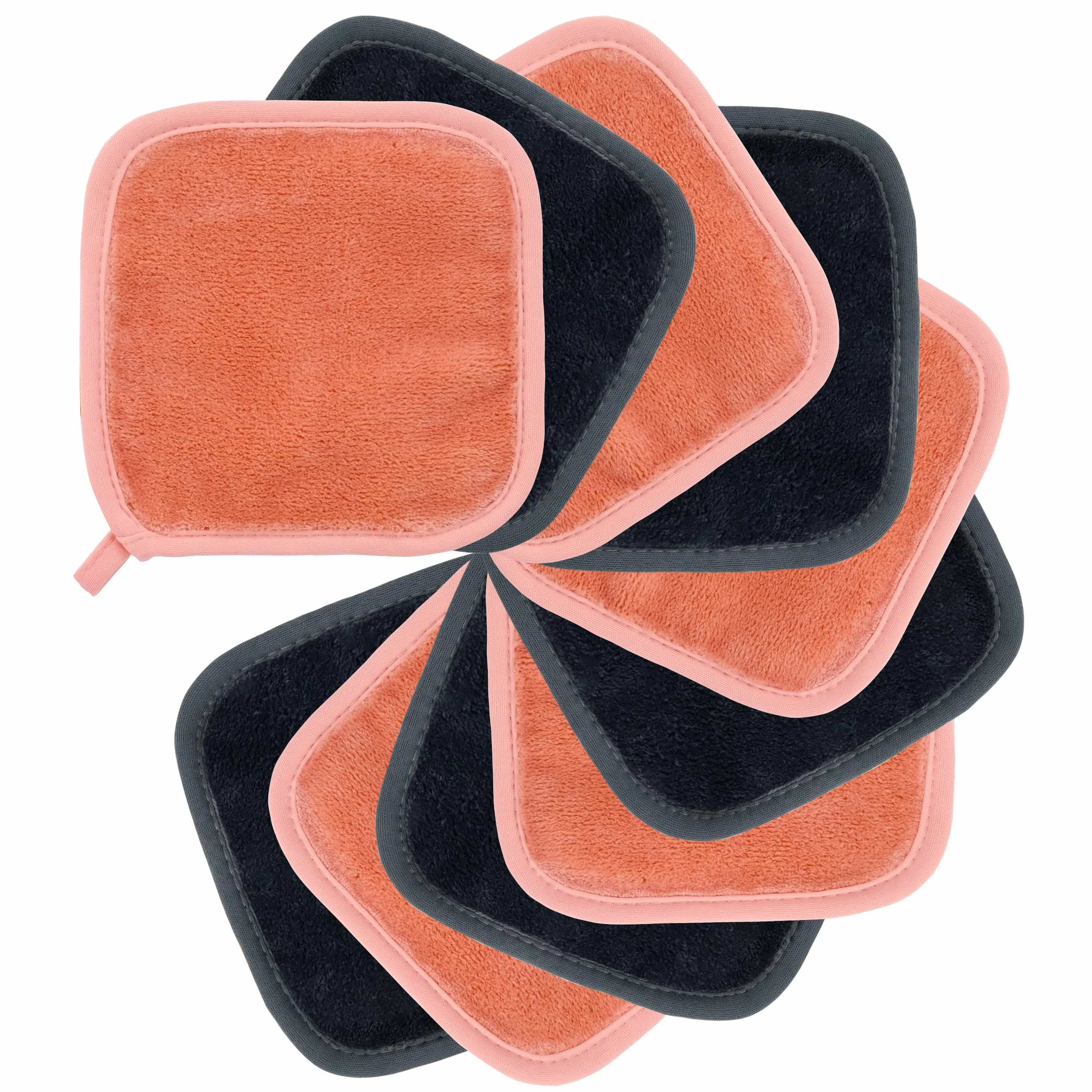 Serviettes démaquillantes en microfibres Premium 15x15 cm 10 pièces Gris Rose