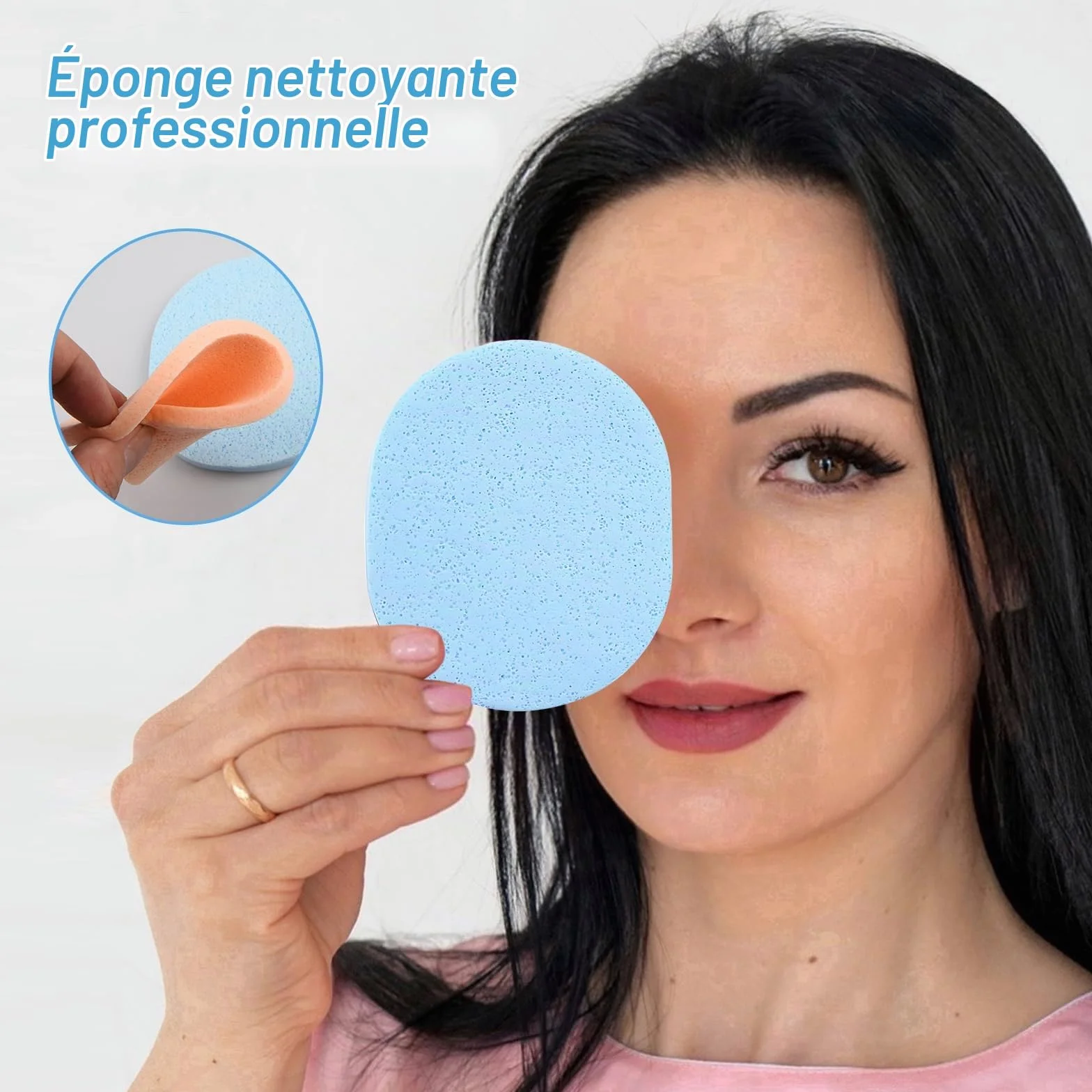 50 Pcs Éponge Visage Nettoyant, Éponge Nettoyante Naturelle, Eponge Demaquillante Visage Lavable, Outils pour le Nettoyage Quotidien du Visage (Couleur Aléatoire)