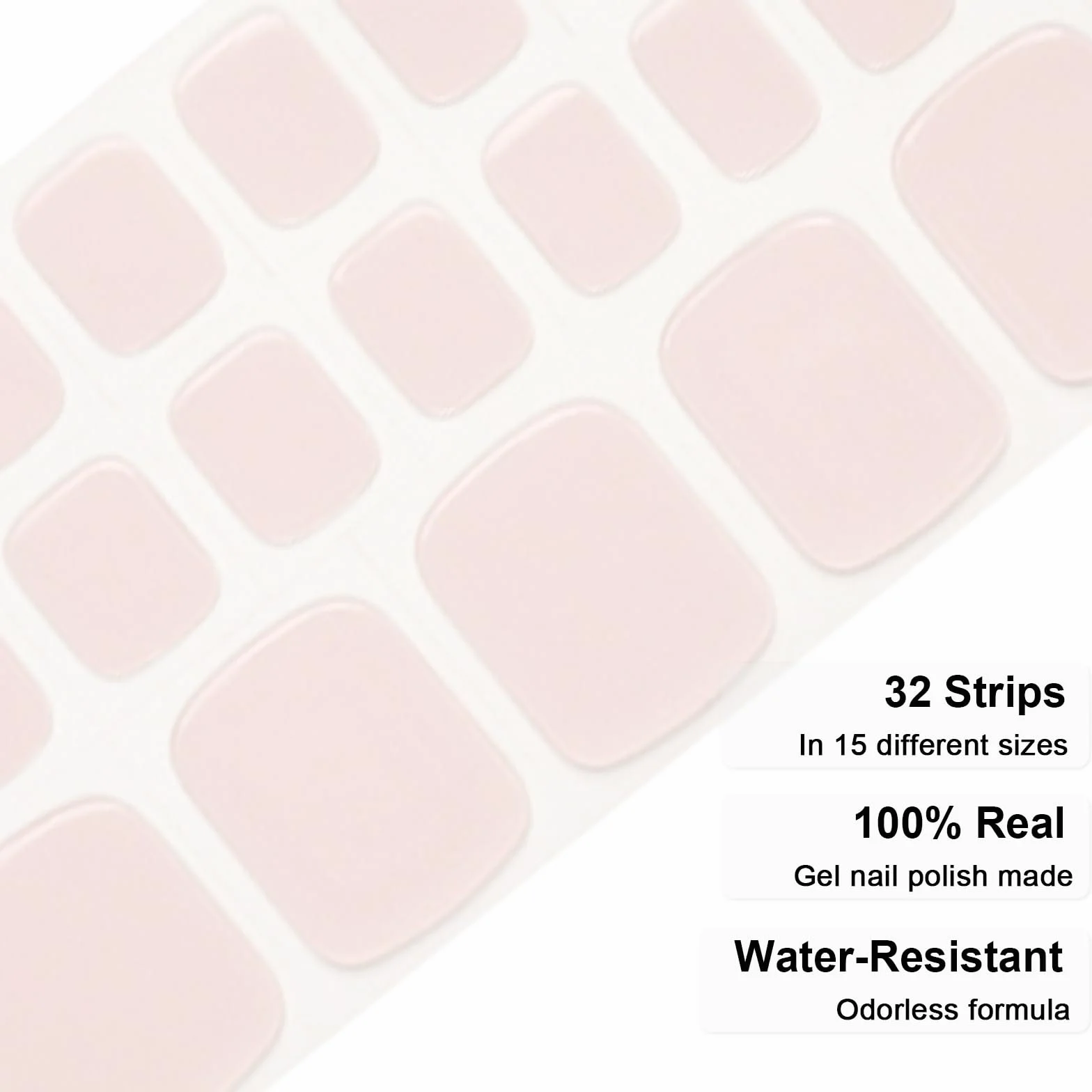 Autocollants de Vernis à Ongles d'Orteil Semi-durci 32PCS, Couleur Unie, Autocollants Ongles Pieds Couverture Complète, Sticker Ongle Auto-adhésif, Bandes d'Ongle d'Orteil pour Femme Fille (Nude Rose)