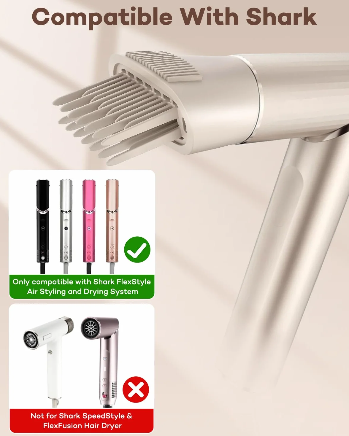 Accessoire de buse à dents larges pour le peigne Chuancheng Shark XSKHD4WTCA FlexStyle, brosse sèche-cheveux pré-styling pour cheveux bouclés et frisés, accessoires pour le coiffage