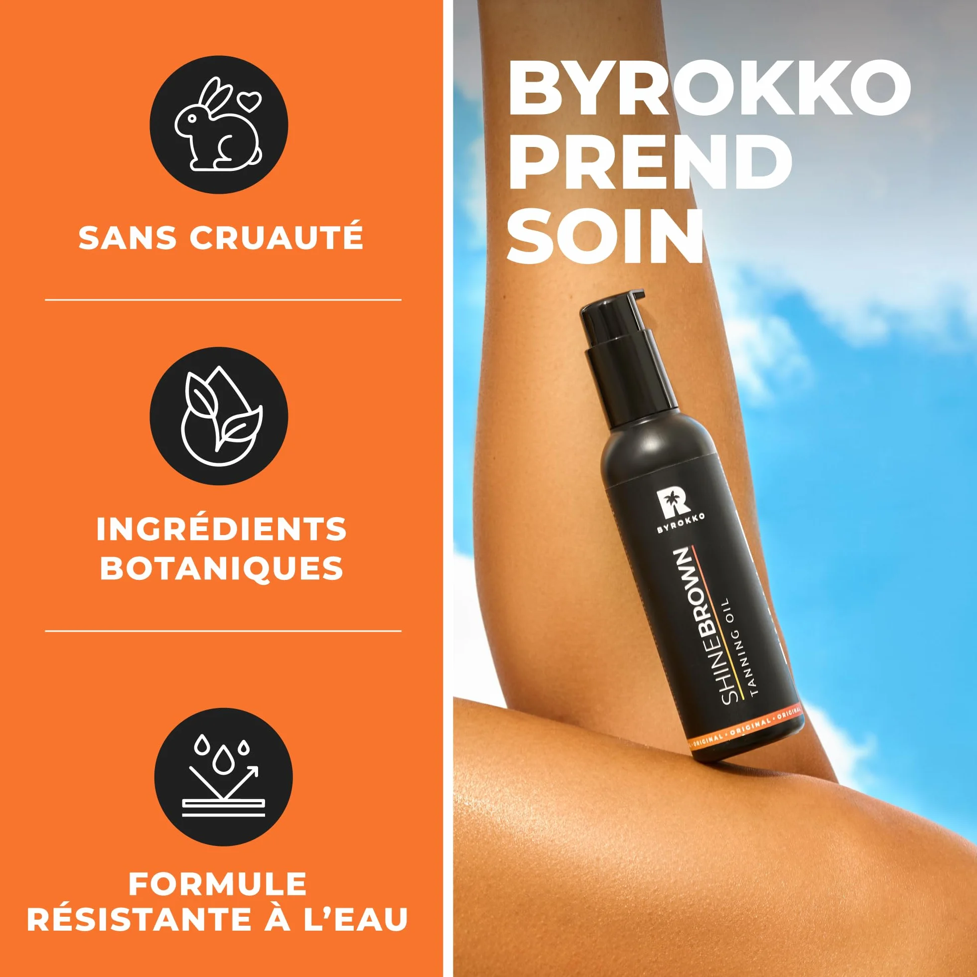 BYROKKO Huile Accélérateur de Bronzage 150 ml Bronzante XXL Solarium Soleil