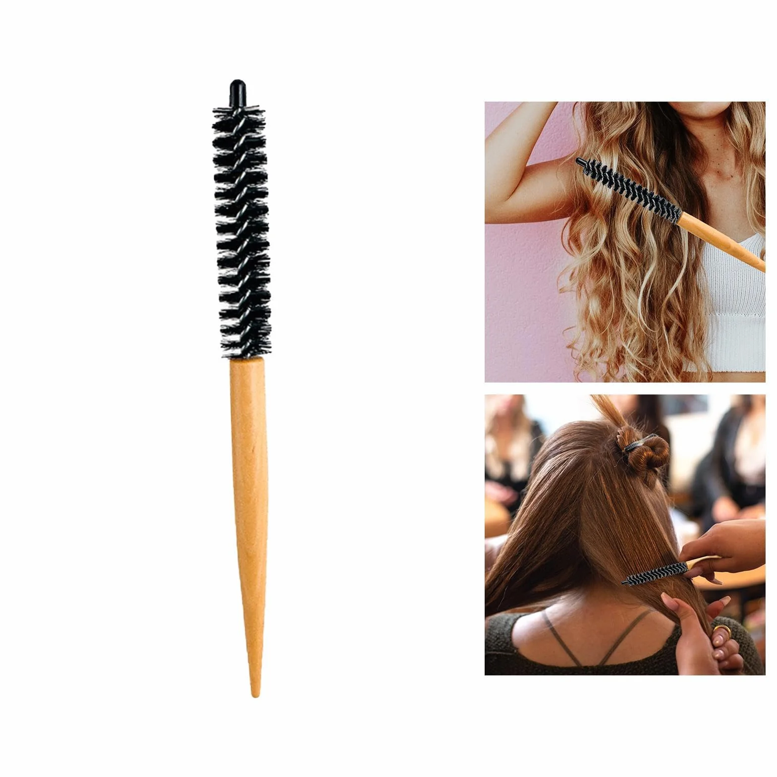 Brosse à cheveux ronde poils nylon brushing domicile coiffures bouclées cheveux courts