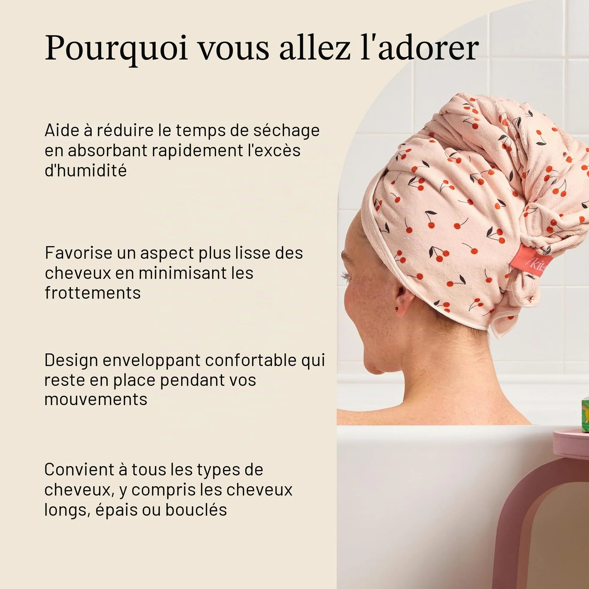 Kitsch Serviette en Microfibre XL pour Femme, Serviette en Microfibre, Super absorbante, séchage Rapide, Anti-frisottis, pour Cheveux Longs et Courts, Turban pour Femme, Cheveux mouillés et bouclés