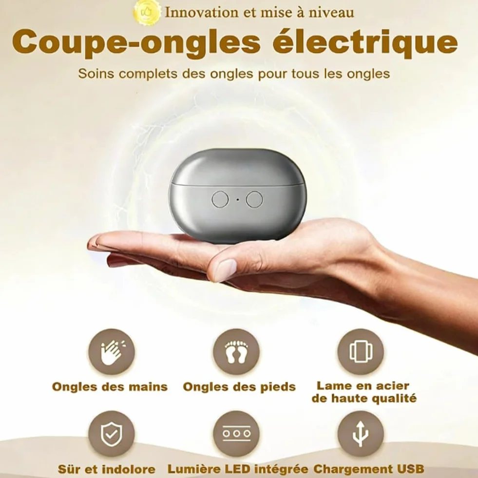 2026 Coupe Ongle Electrique pour Pieds et Main, Coupe Ongles Electrique 3 en 1 avec LED pour Ongles Durs/Épais et Finition Précise, Adulte & Senior, Silencieux et Sans Douleur (Grau)