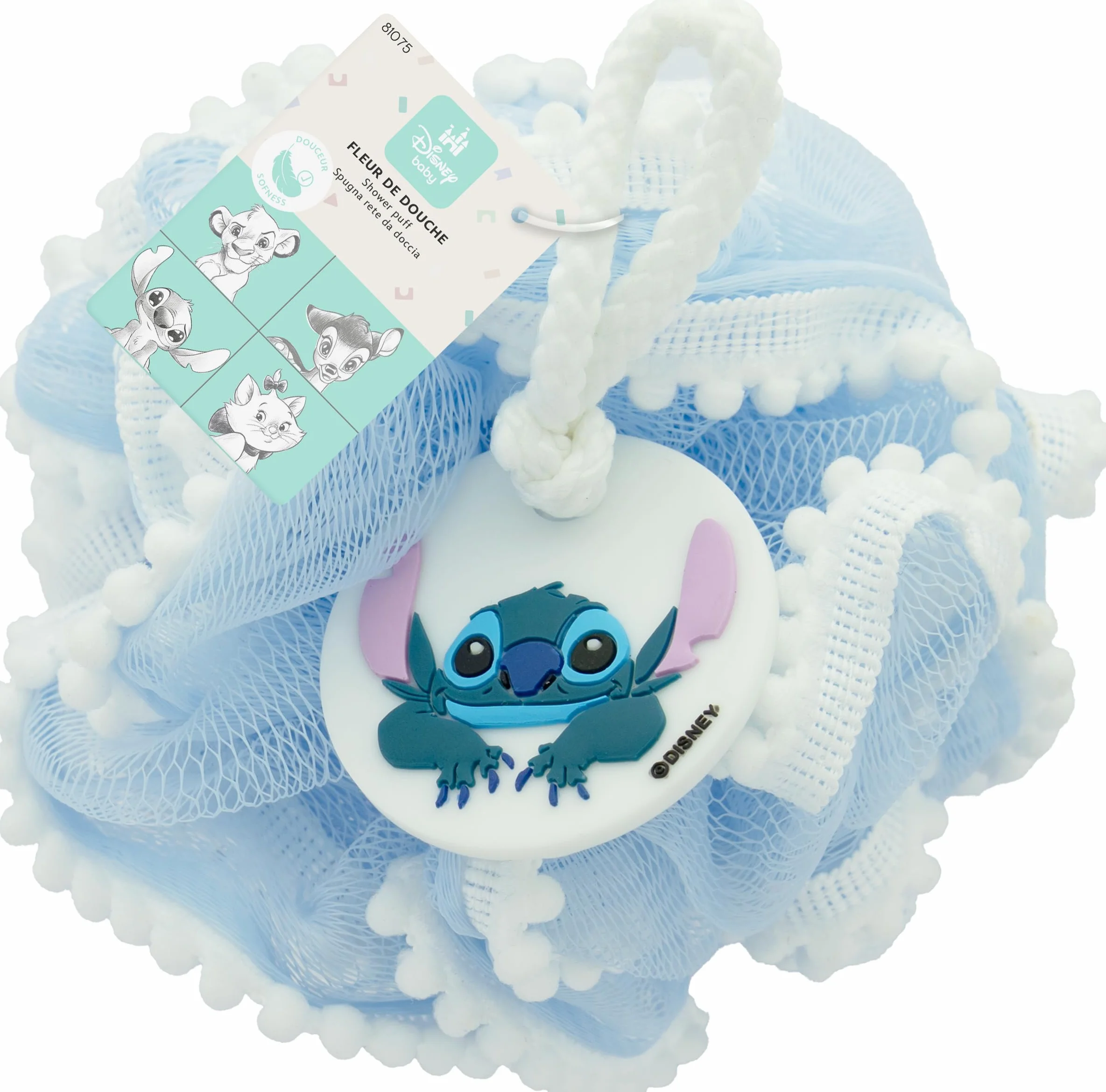 Disney Fleur De Douche Stitch Bébé Enfant Texture Ultra Douce Respecte Peau Sensible Mousse Abondante Accessoire Bain Officiel Lilo & Stitch