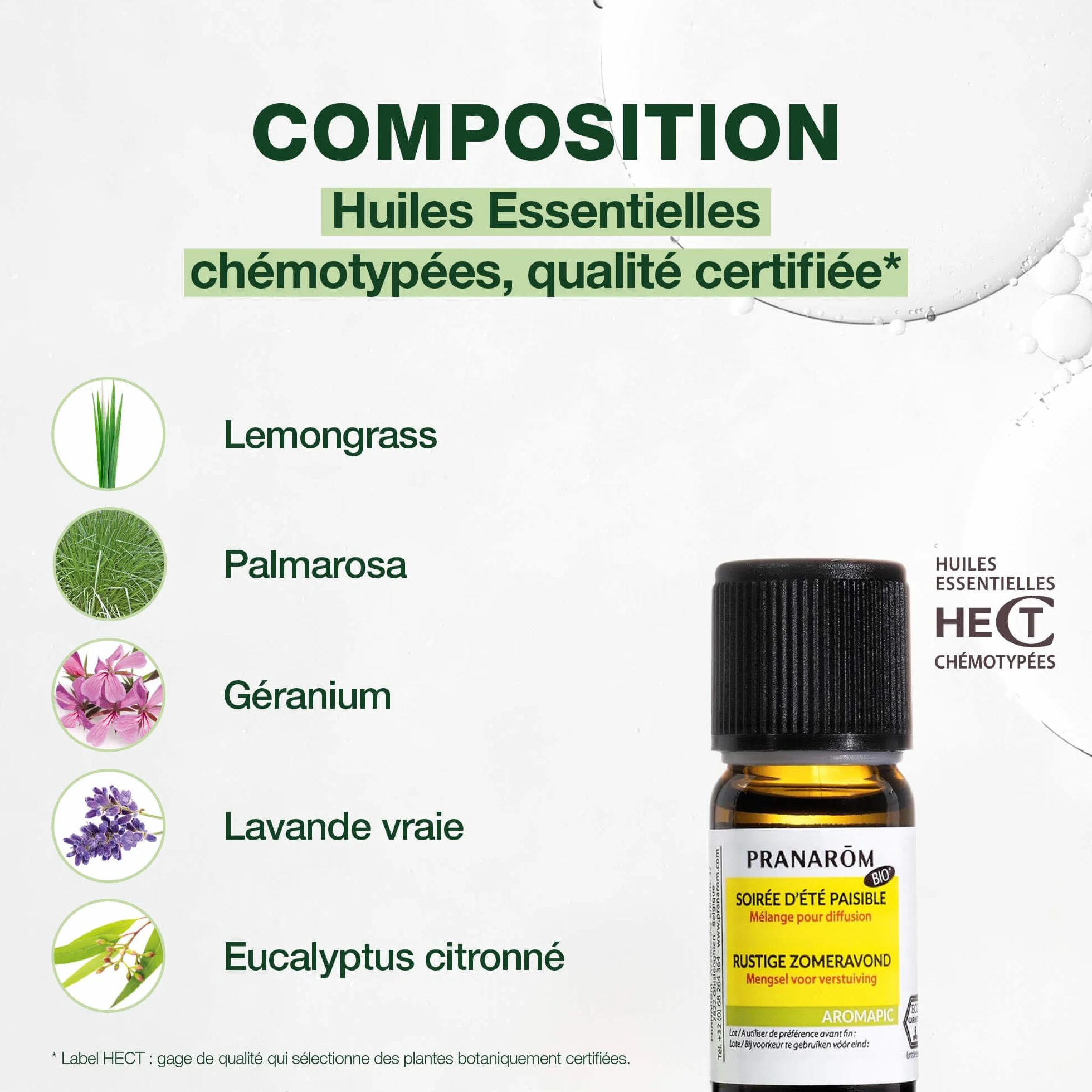 Pranarôm Anti-Mousitques Soirée d’Été Paisible Mélange pour Diffusion Bio aux Huiles Essentielles 10 ml