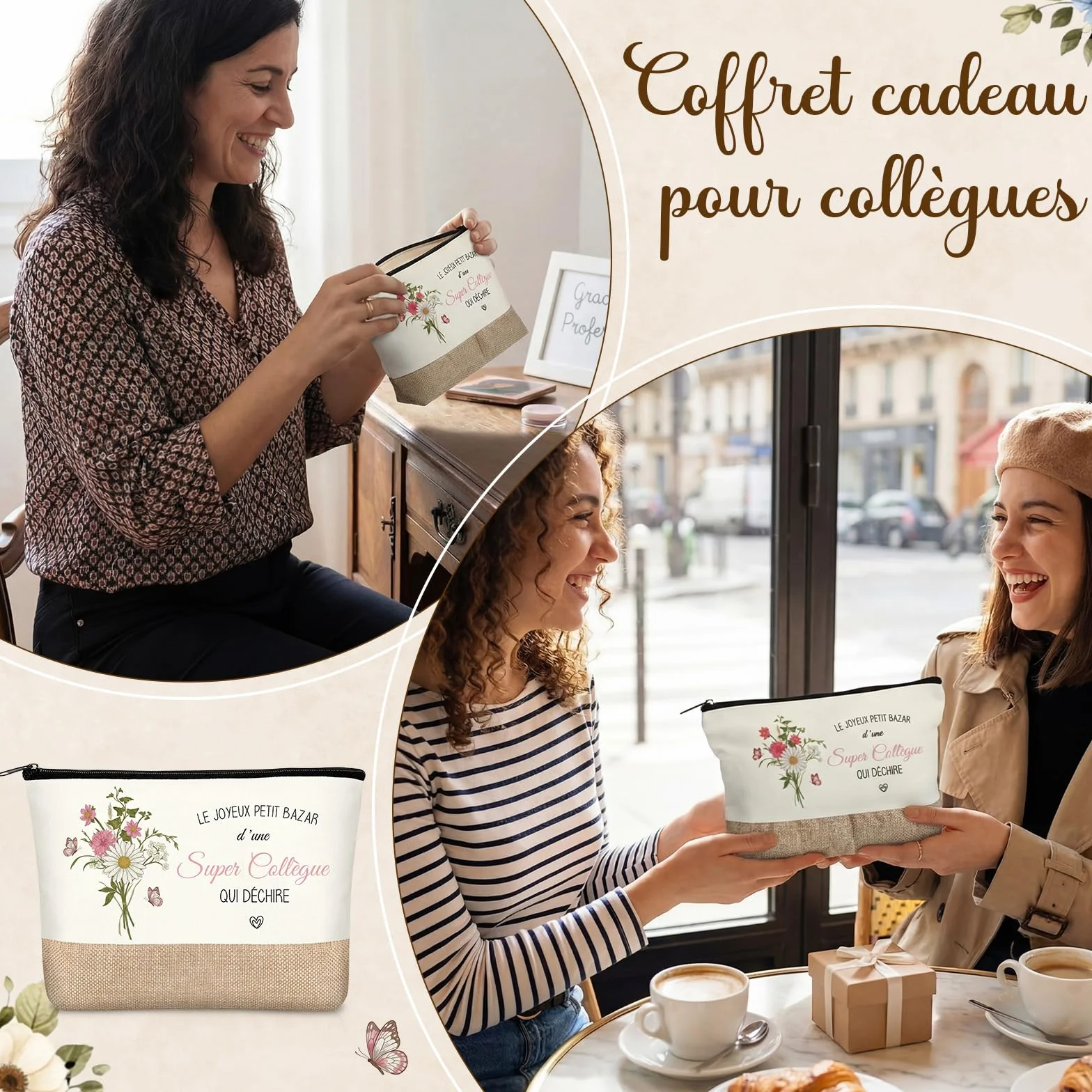 Blulu Trousse à Maquillage Porte-Clés Cadeau pour Collègue de Travail Femme Adieu Départ Retraite Anniversaire