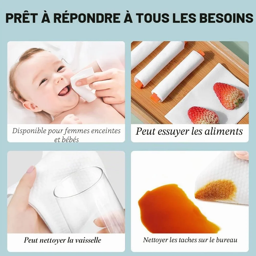 Serviettes jetables en coton doux lot de 100 pour lavage séchage nettoyage visage soins peau démaquillage