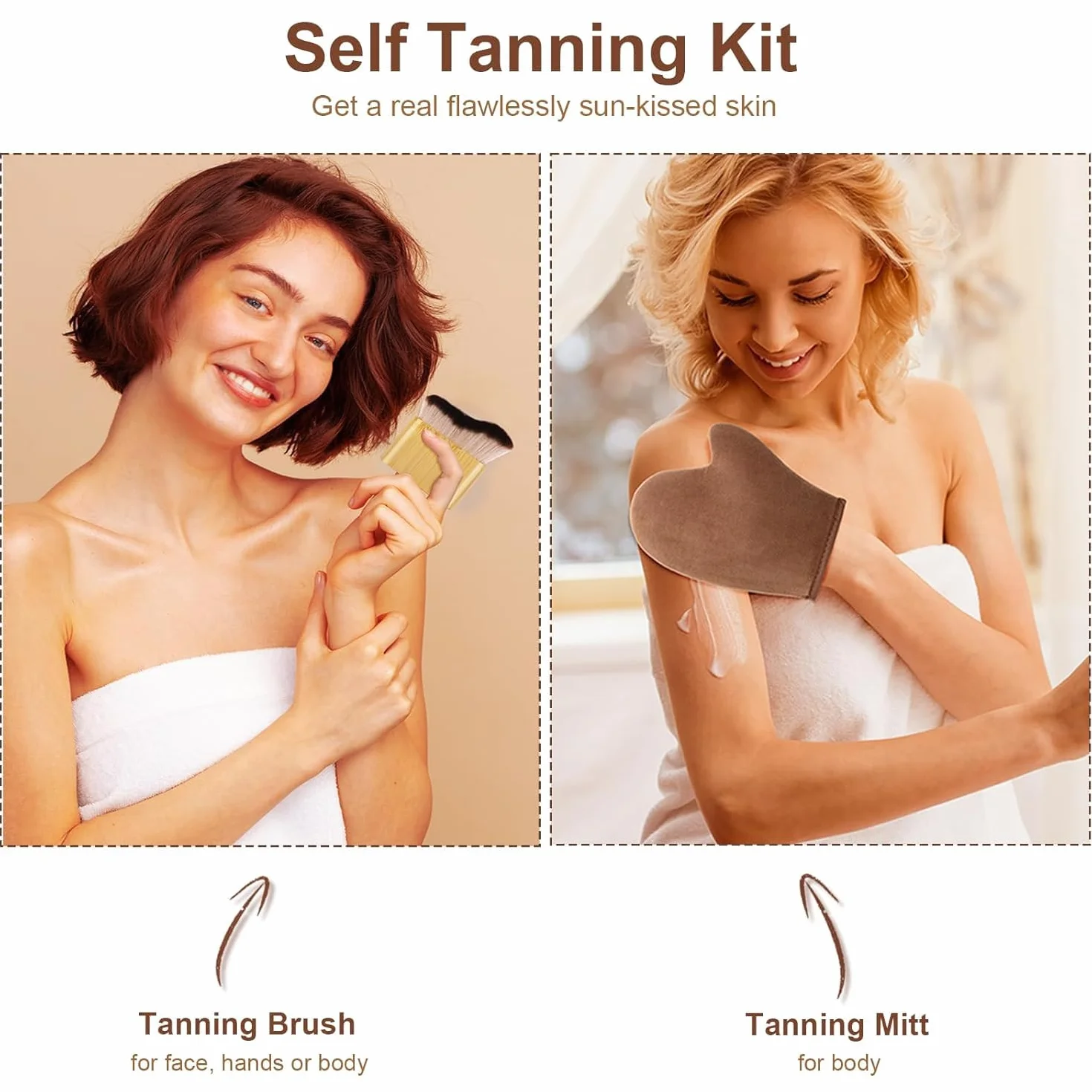 Gant et Brosse autobronzant Corps et Visage 2 en 1 Applicateur