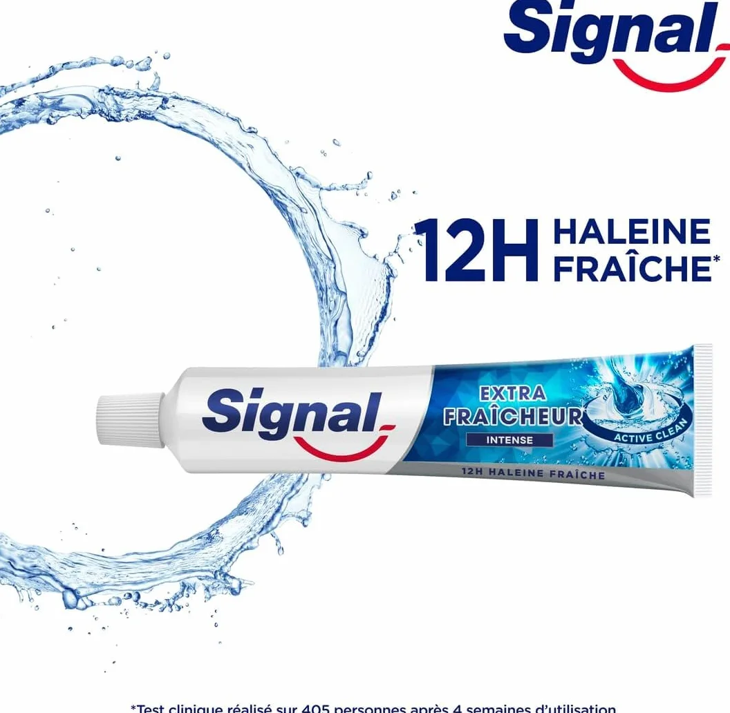 SIGNAL Dentifrice Extra Fraicheur Intense 12h Haleine Fraiche 96% Ingrédients Naturels Lot de 6x75ml