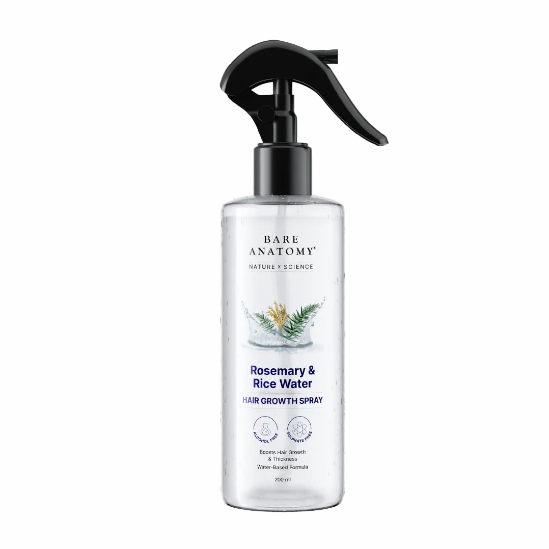 Bare Anatomy Nature x Science Vaporisateur d'eau de romarin croissance cheveux eau de riz 100% naturel