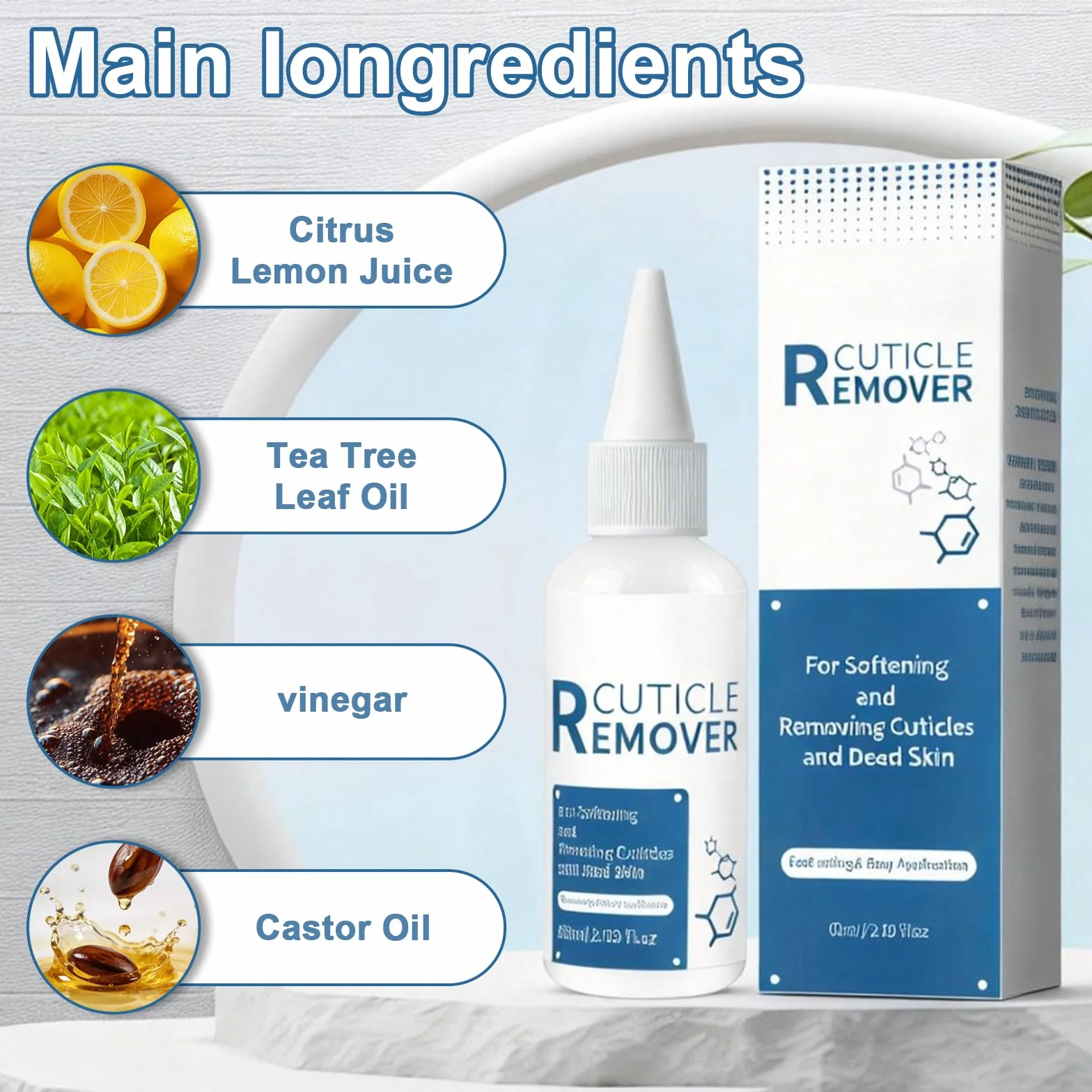 Eau Émolliente Pour Cuticules 60ml, Cuticle Élimine Gel, Assouplit et Hydrate les Peau des doigts