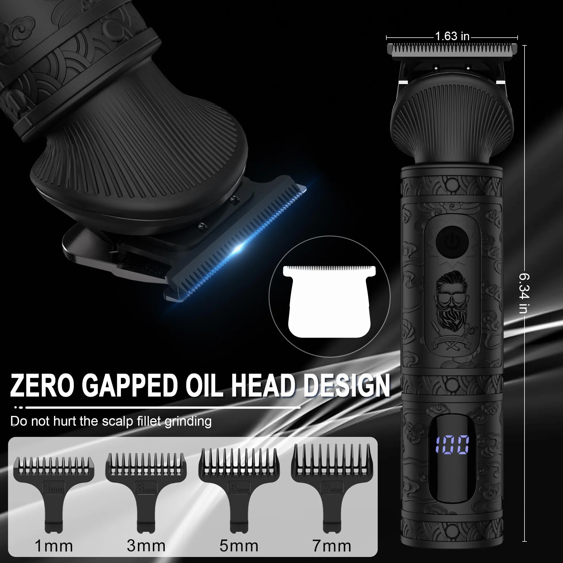 Scttomon Tondeuse à Pour Hommes Pro Kit Tondeuse à Pour Hommes T - Blade Rasoir éLectrique Rasoir Nez Corps Tondeuse à Cheveux Kit Sans Fil 7 En 1 Noir