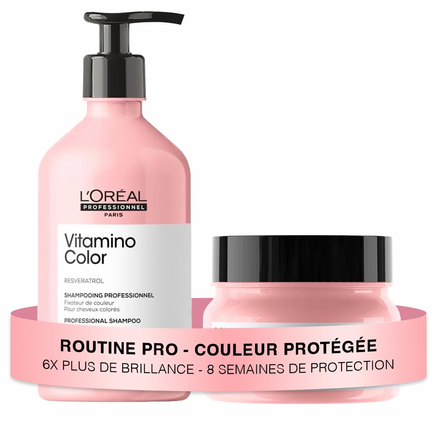 L'OREAL PROFESSIONNEL - Routine Pour Cheveux Colorés - Vitamino Color - Protège la Couleur Pendant 8 Semaines - Cheveux 6x Plus Brillants - Shampoing (500ml) + Masque (250ml)