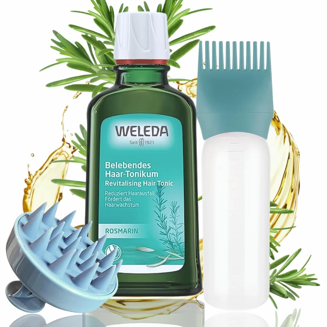 170 ml - Applicateur de racine de cheveux compatible avec WELEDA bio romarin cosmétique naturel - Tonique capillaire tonique à l'huile de romarin - Prévient la chute des cheveux (Vegan) 100ml