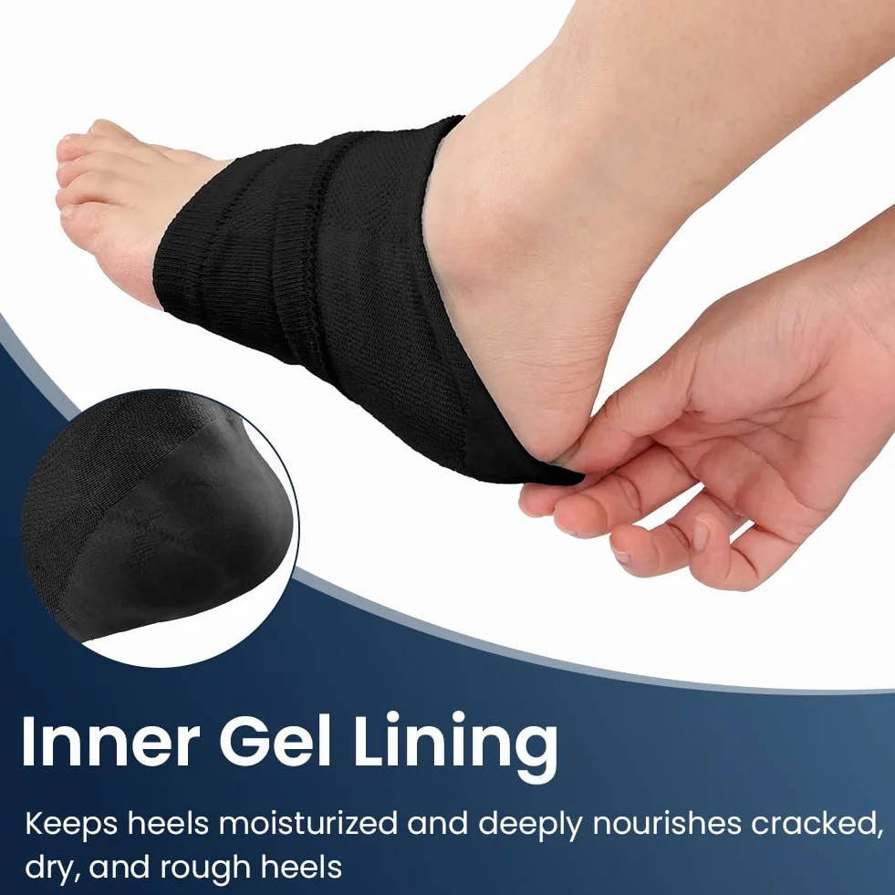 AOOWU Chaussettes Hydratantes Pour Talons, 4 Paires Talon En Gel Ventilé à Bout Ouvert Silicone Souple Pour Pieds Secs