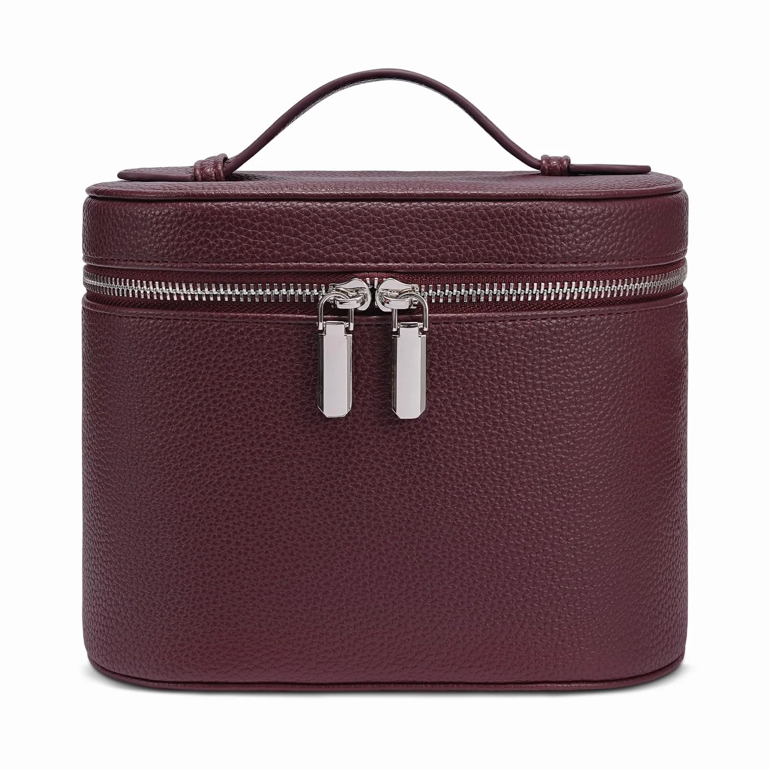 Trousse de Maquillage Femmes Sac Cuir Voyage Rigide avec Compartiments Poignée
