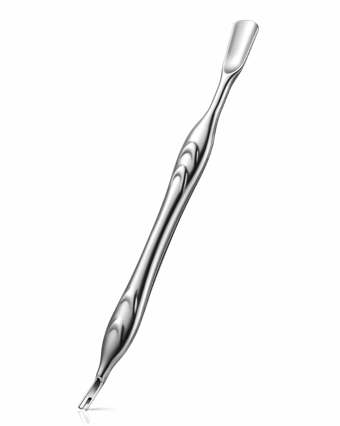 Repousse-cuticules 2 en 1, coupe-cuticules en acier inoxydable pour manucure et pédicure - Argent