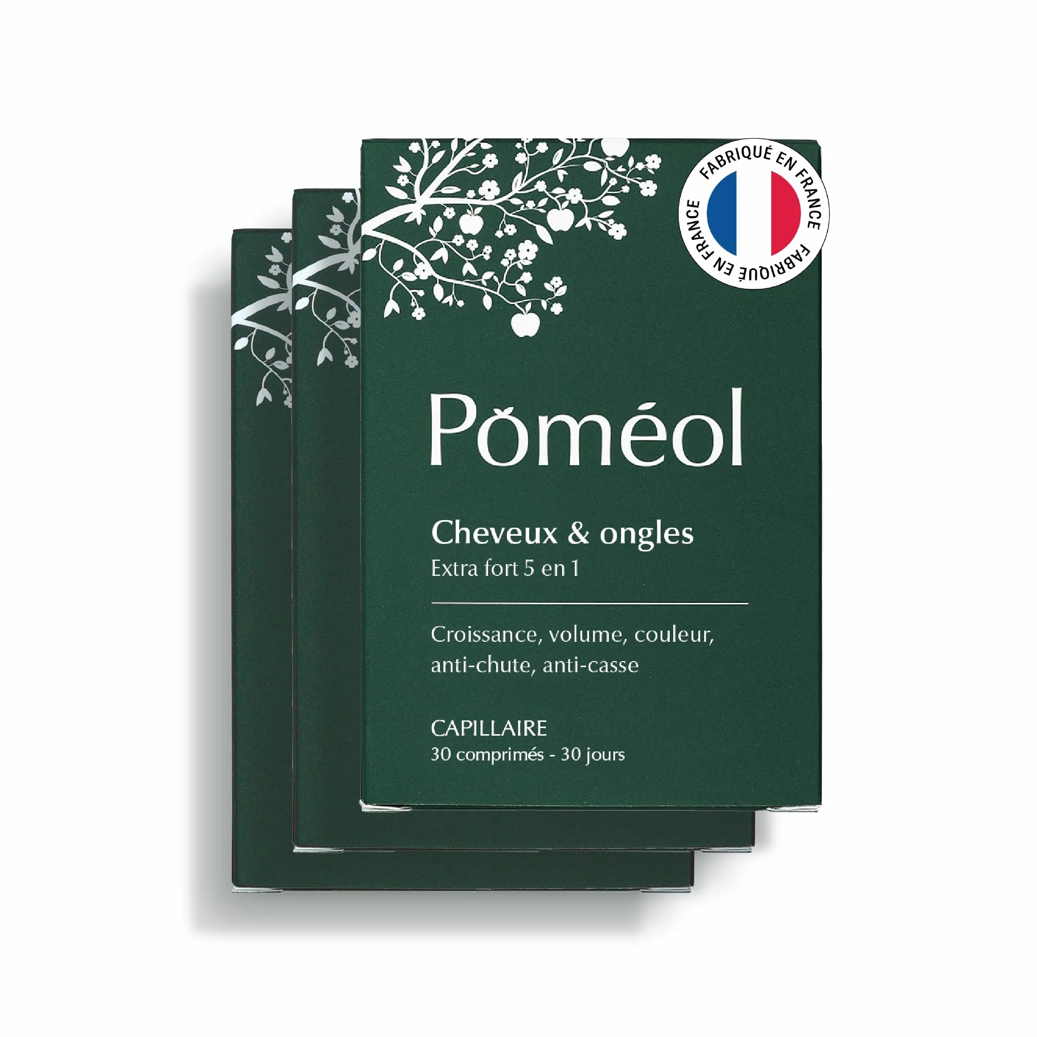 POMÉOL Pousse Croissance Anti-chute Complément Alimentaire Cheveux Kératine Roquette Myrtille 90 jours