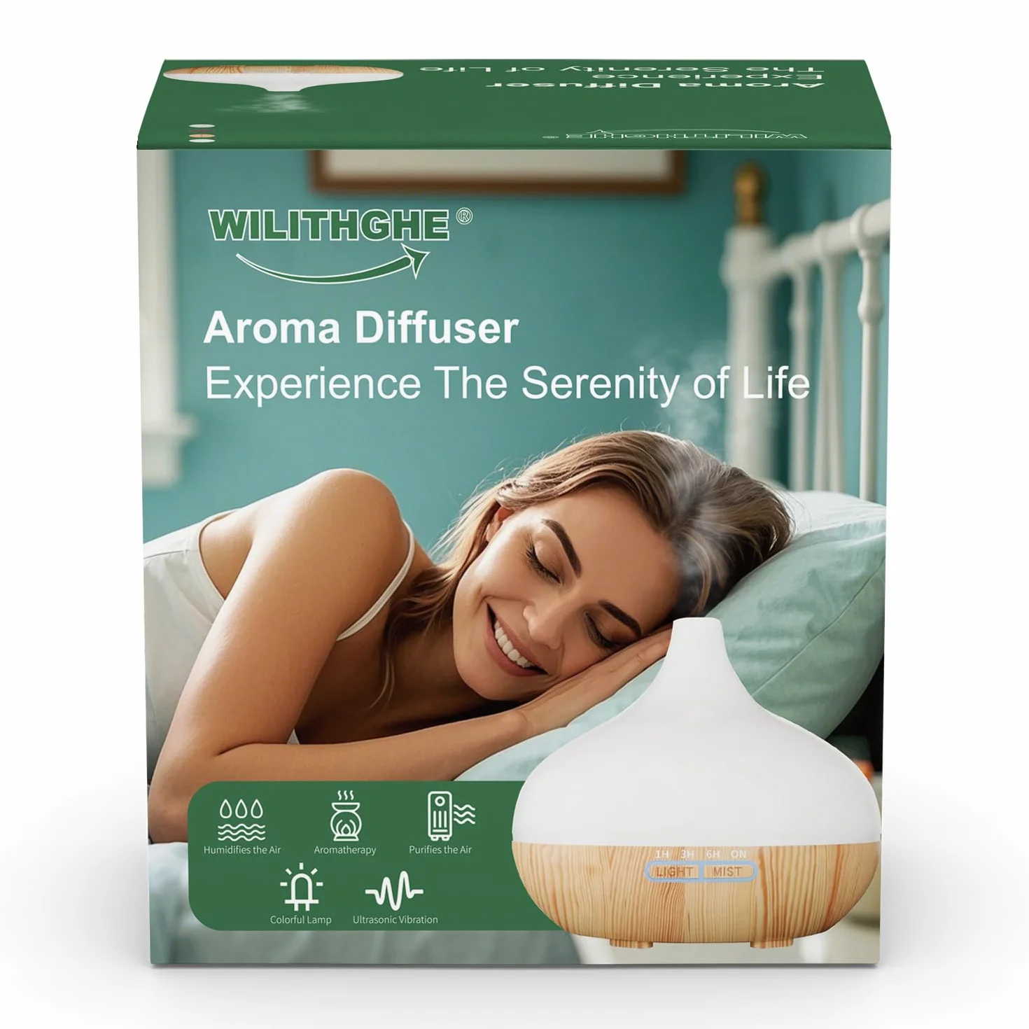 Diffuseur d'Huiles Essentielles 500 ML Télécommande 14 Couleurs LED 4 Réglages de Minuterie