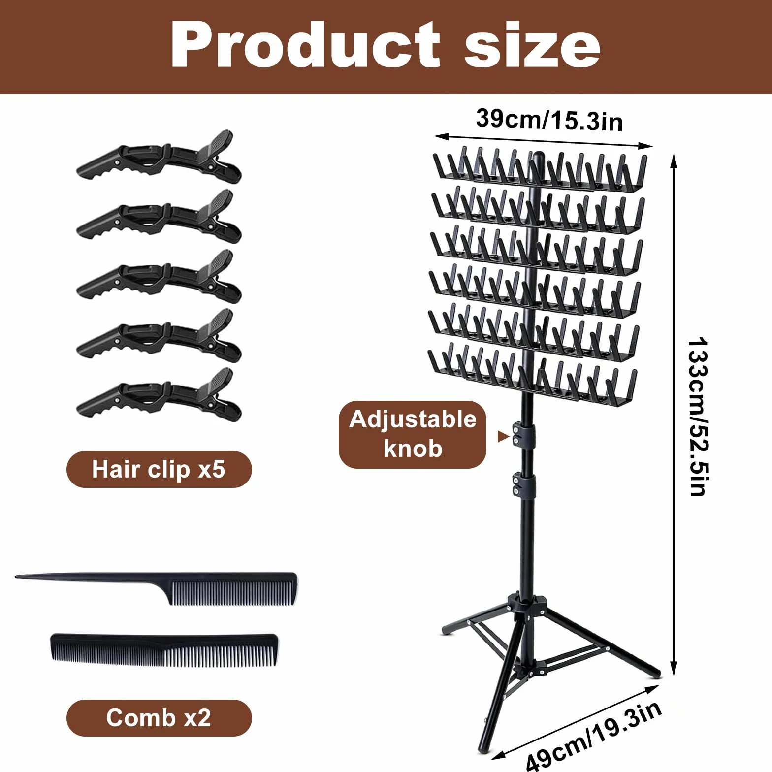 FARYODI Support de cheveux réglable pour tresses, 144 stylos, organisateur de cheveux, pour coiffeurs et tresses