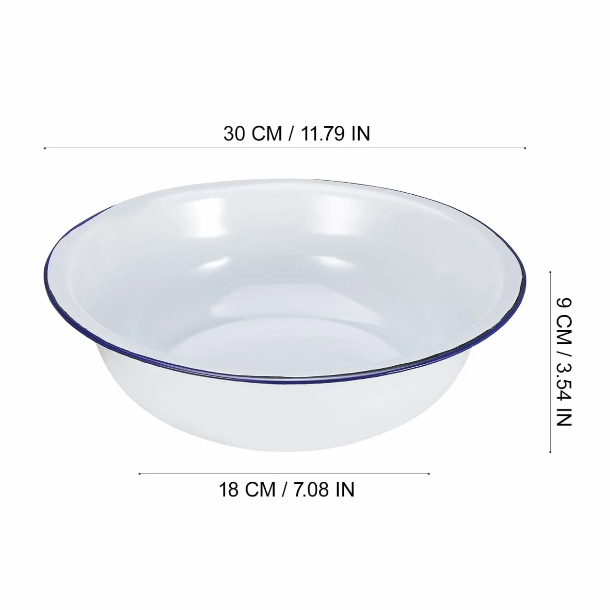Healaved Bassin Pied Émail Vintage 30cm Pour Bain De Pied Spa Maison | Lavabo Pieds Multifonction, Design Rétro Avec Bord Bleu, Bassin Résistant Pour Trempage Pieds, Pédicure Et Soin Relaxant