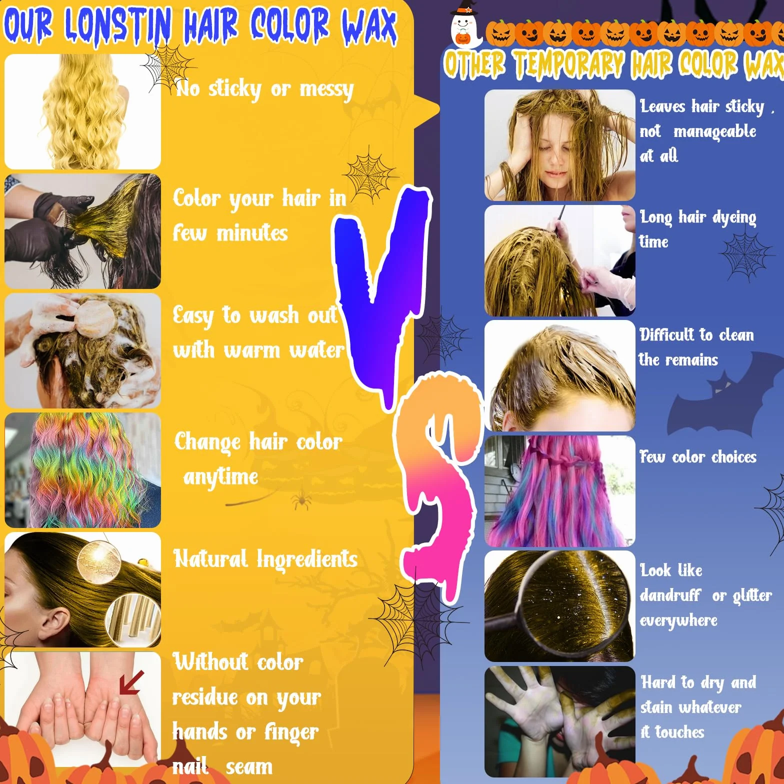 Temporaire Lavable Cire de Cheveux Couleur Or Baume Naturel pour Femmes Hommes Cosplay Halloween Noël