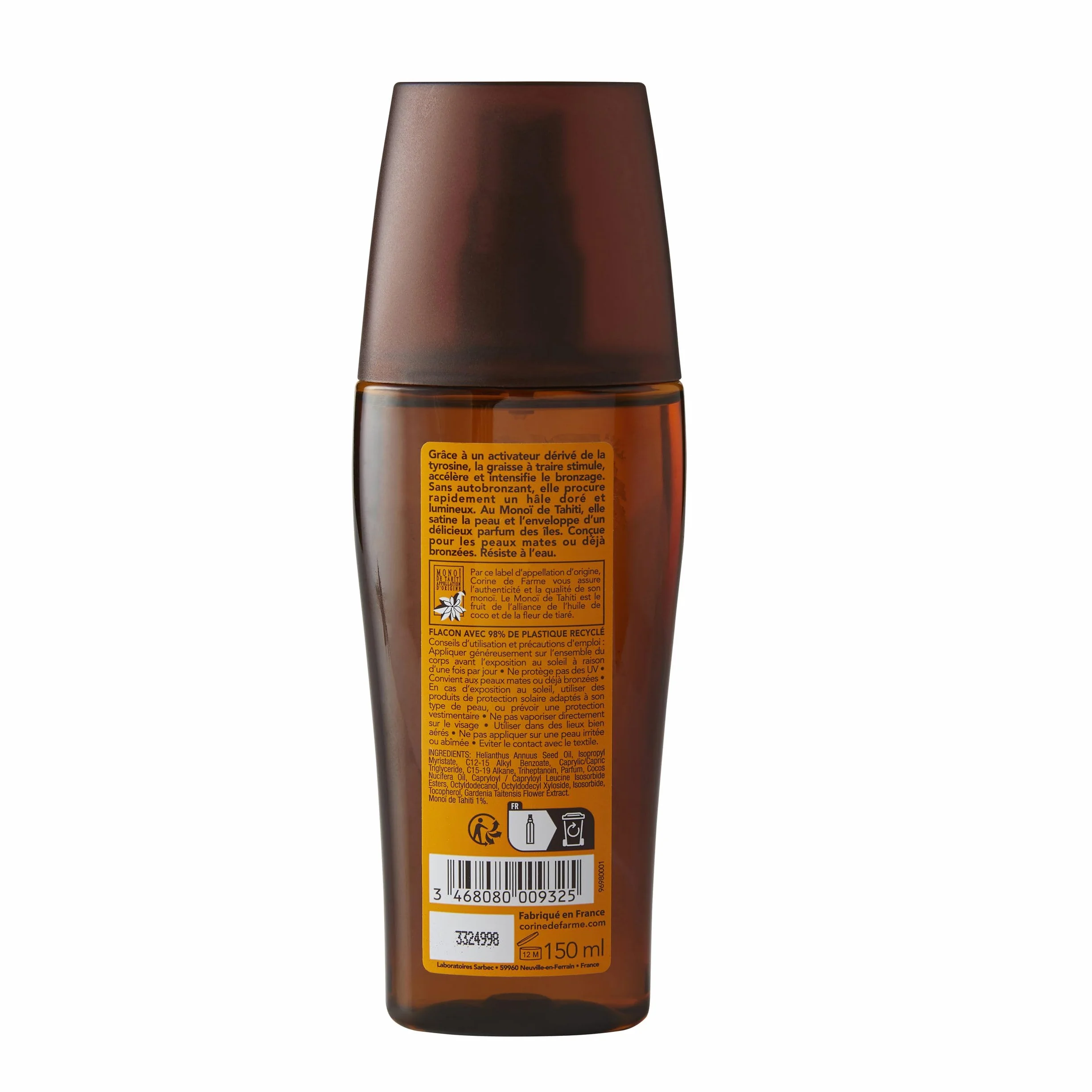 Corine de Farme Huile Bronzante au Monoï de Tahiti 150 ml
