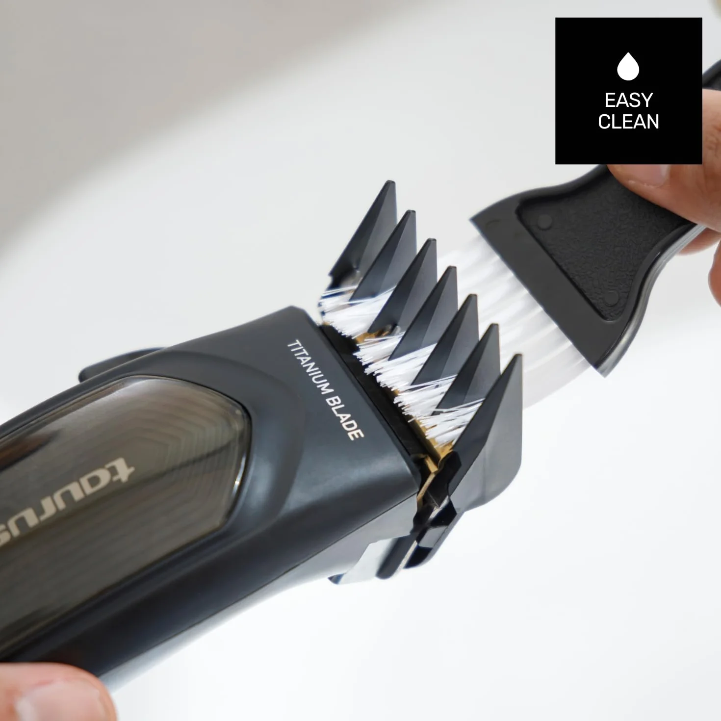 Taurus - Tondeuse à cheveux professionnelle Mithos Avant 6W | 4 Sabots | Lames Titanium | 10 Niveaux de coupe | Moteur AC 3000 rpm | Levier réglable | Câble | Accessoires nettoyage | Gris