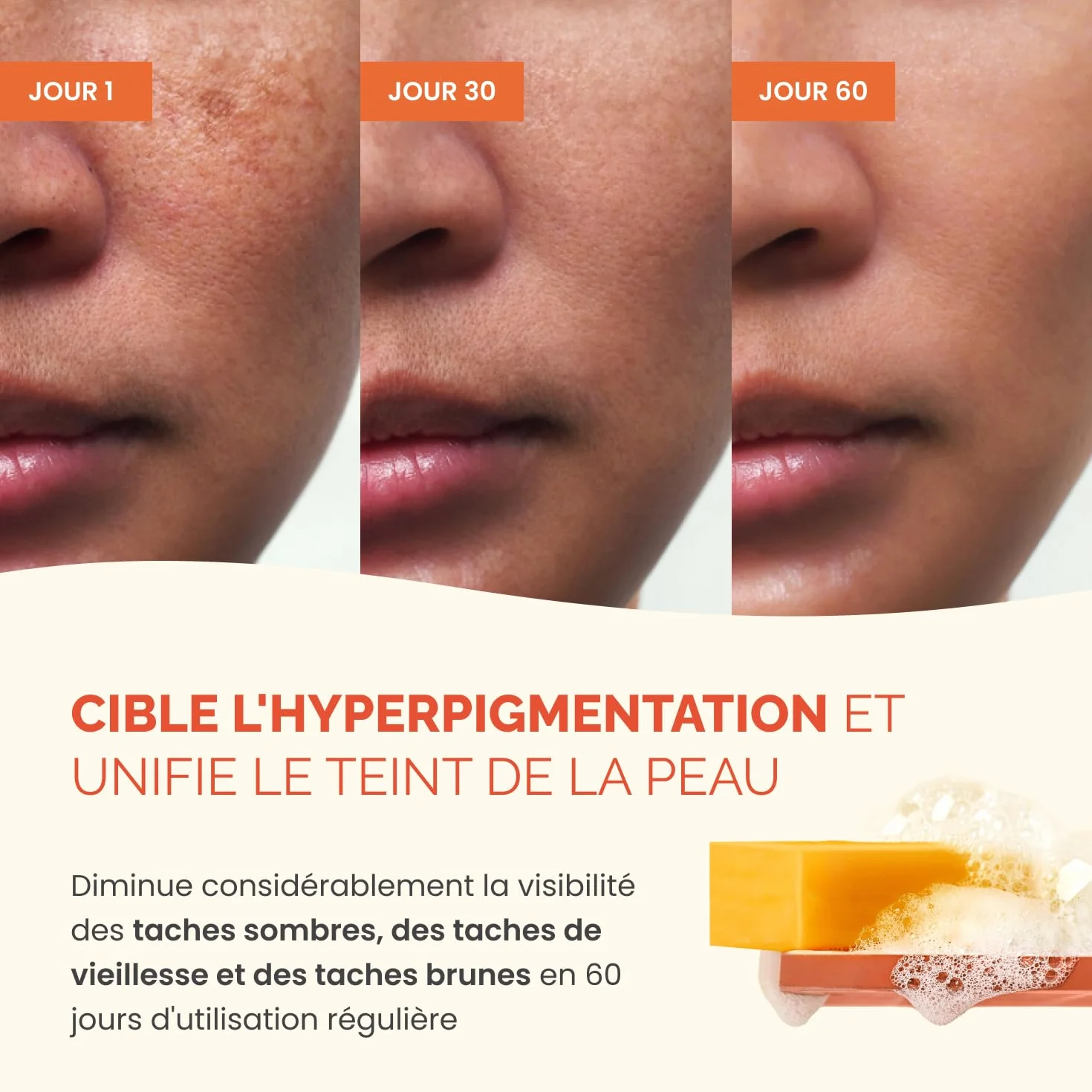 PLANTIFIQUE Savon Curcuma & Acide Kojique Visage Corps Anti-Tache Éclaircissant 2 Barres