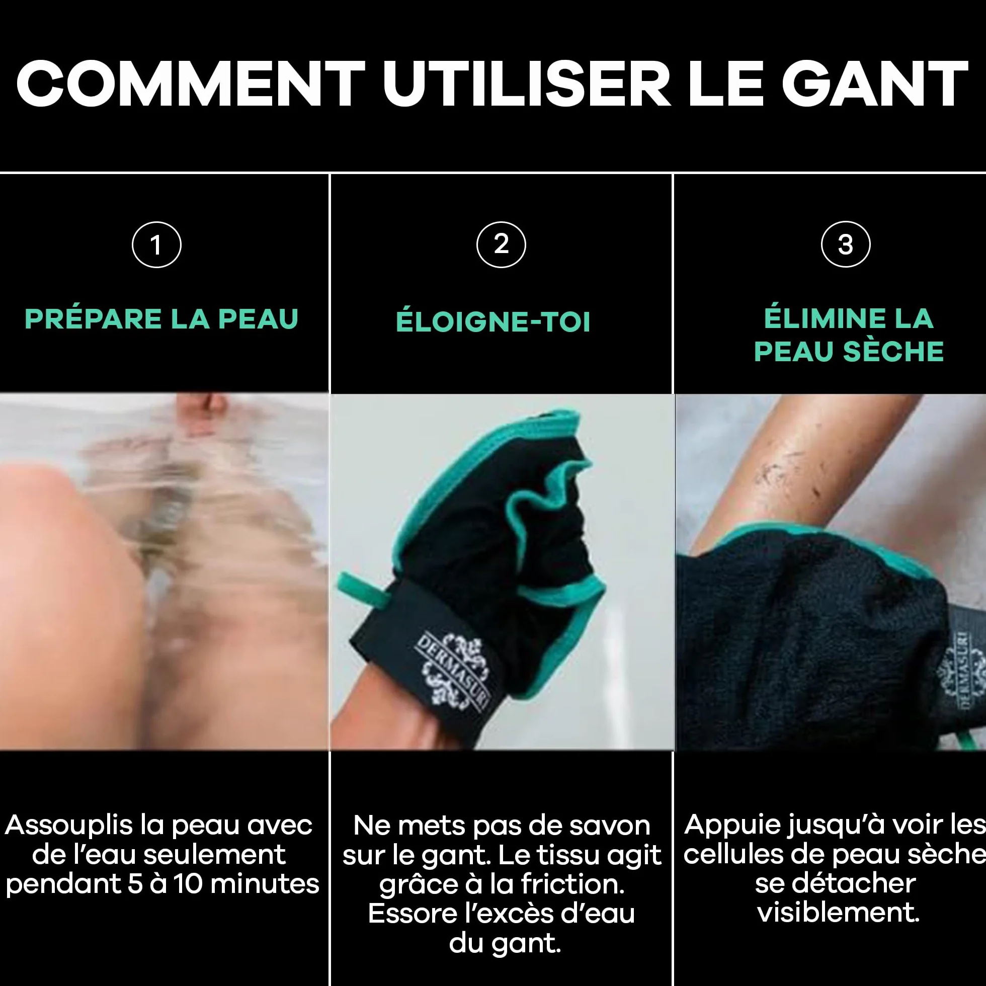 Dermasuri Gant Exfoliant Corps Coréen Gommage - Exfoliant Kératose Pilaire Gants Autobronzant Poils Incarnés Corps Femme Homme 1 Pack
