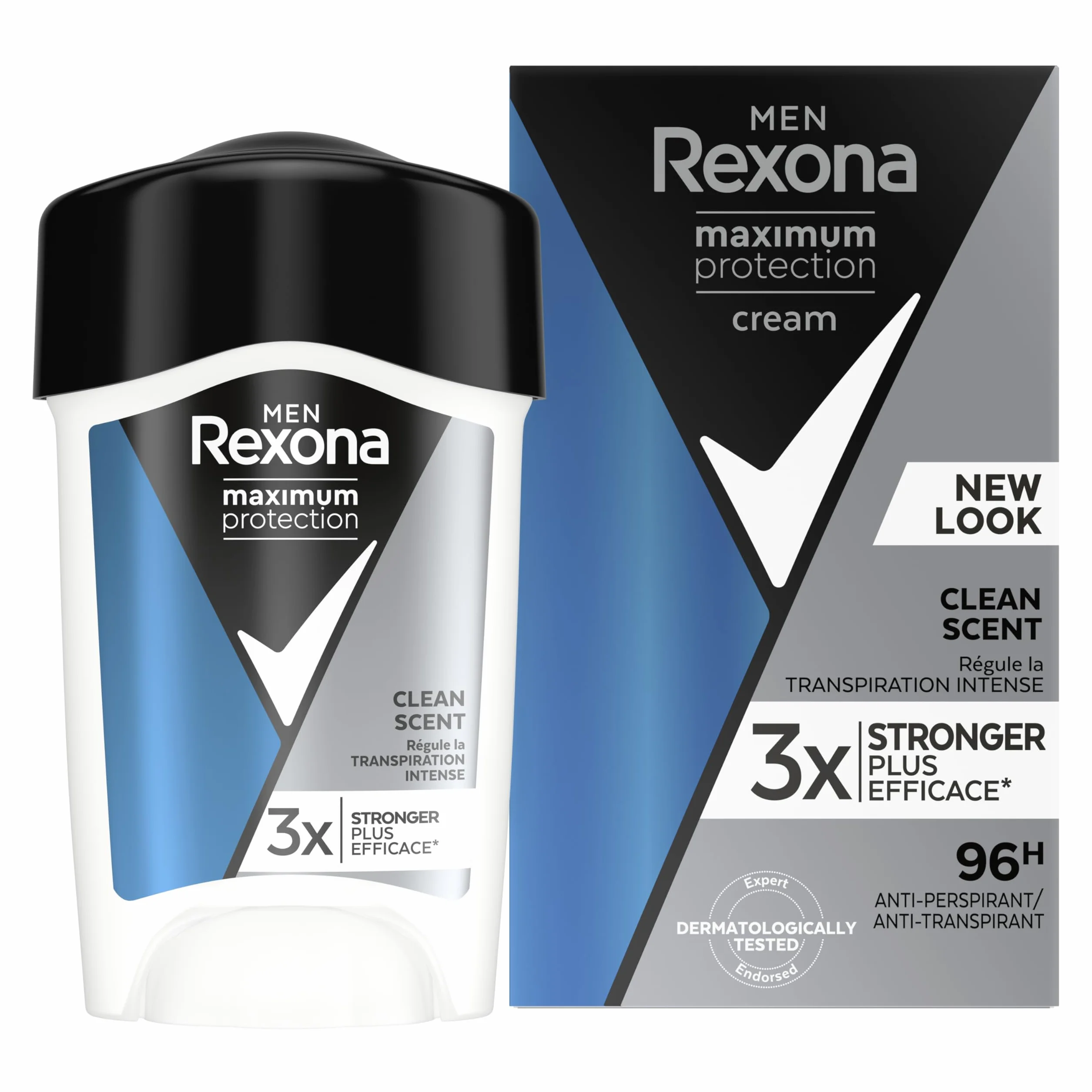 REXONA MEN Déodorant Homme Clean Scent Stick Anti-transpirant 3x plus efficace Protection 96h 45ml