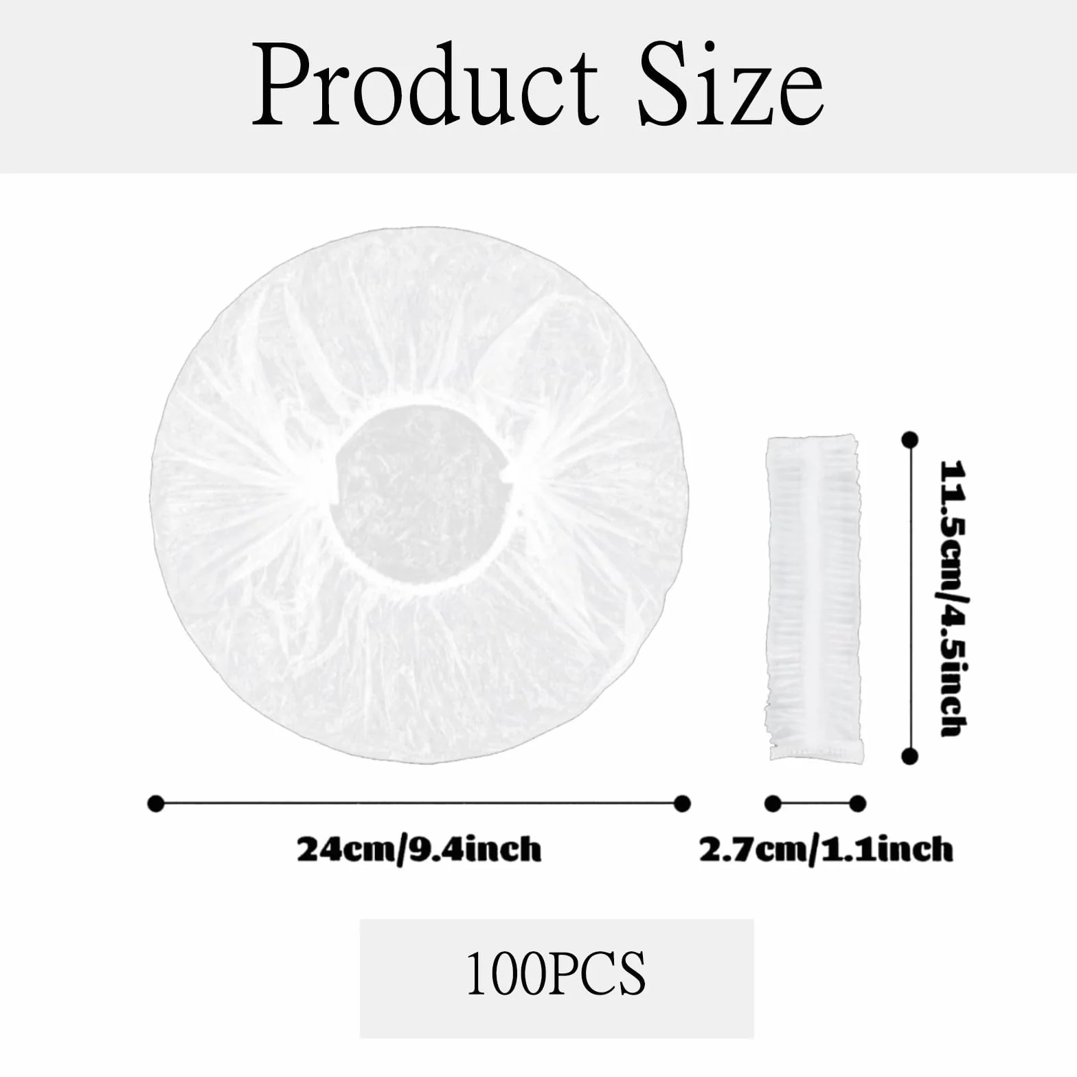 Bonnets de Douche Jetables 42cm Élastique Épais Protection Cheveux Plastique pour Hôtel Spa Salon