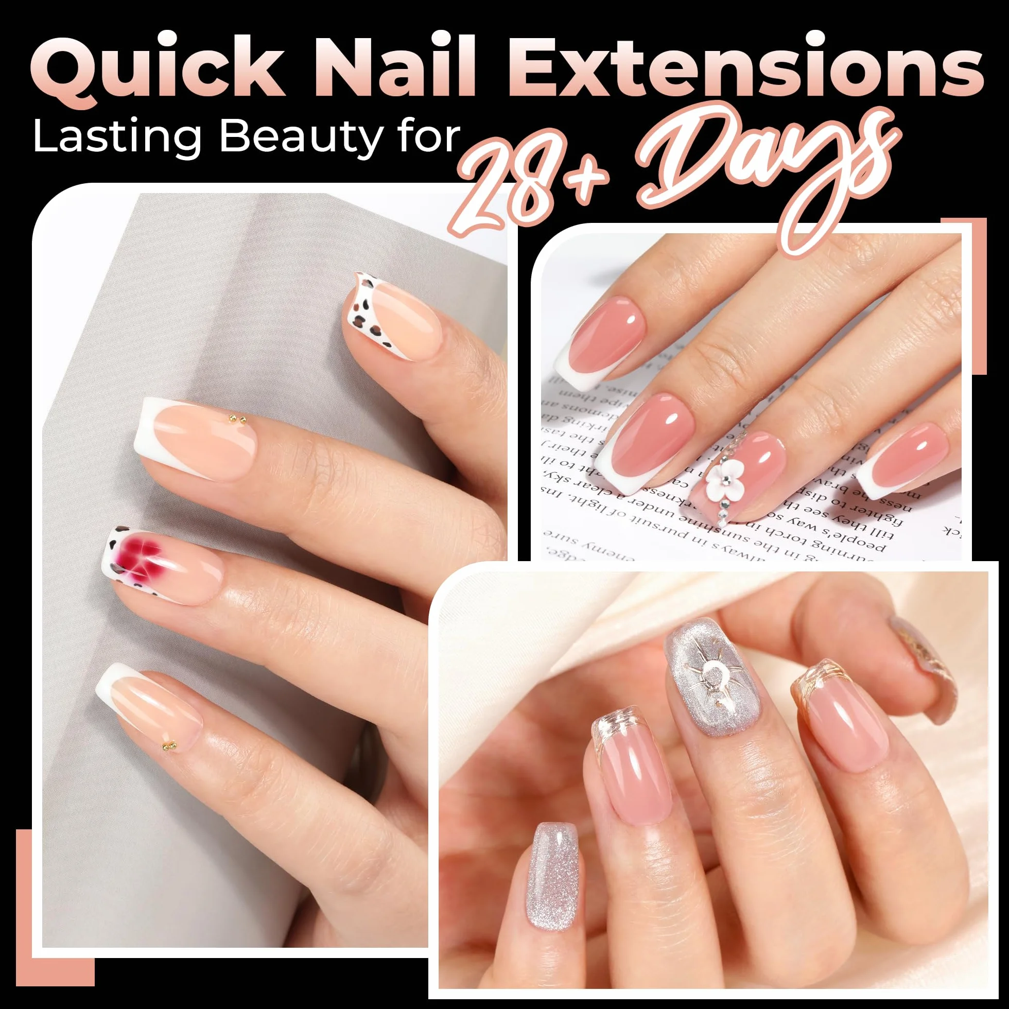 UNA GELLA Capsule Américaine Ongle Carrée Courte, 120 PCS 12 Tailles Soft Gel Pré-Limé Press-On