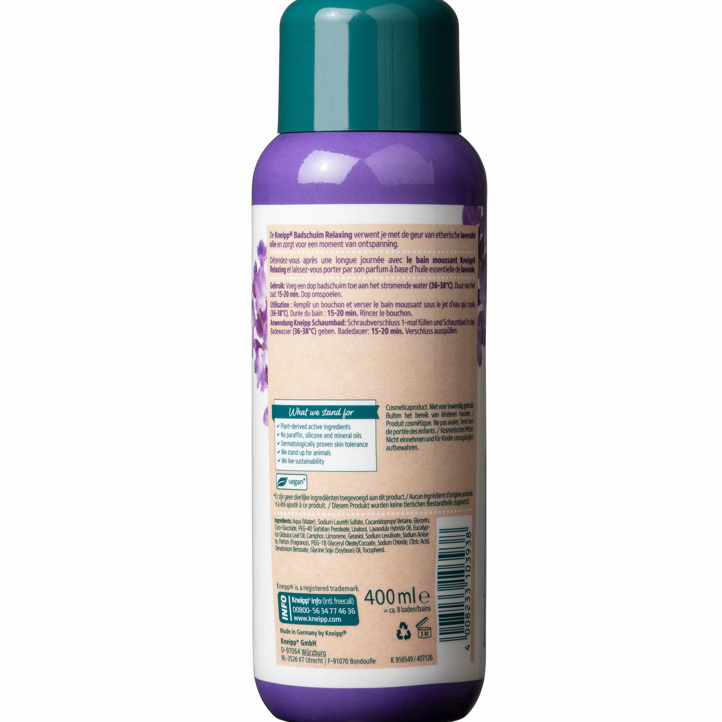 Kneipp Bain Moussant Relaxant Lavande 400 ml