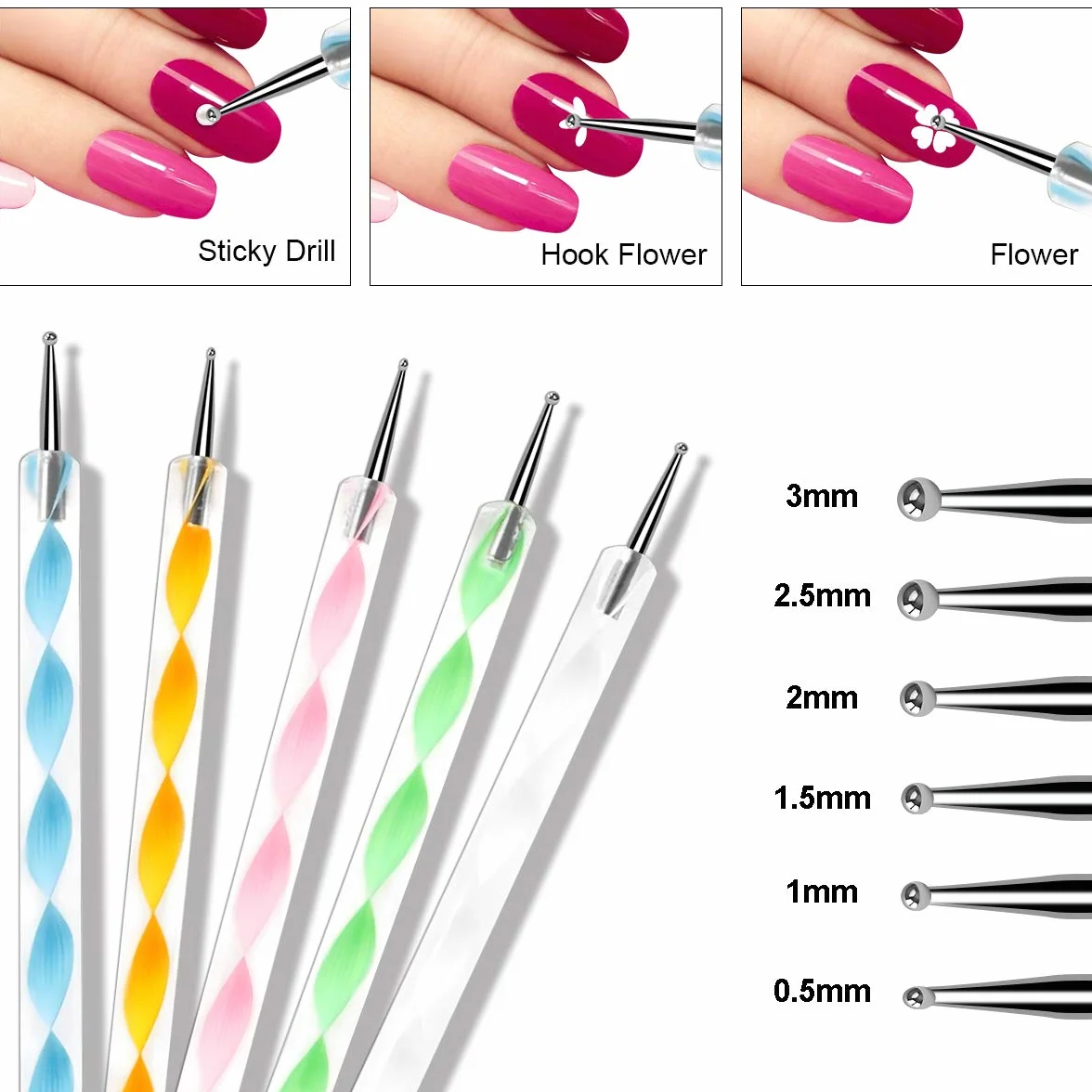Ensemble de Pinceaux à Ongles Nail Art, 20 Pièces Pinceau pour Gel UV et Acrylique