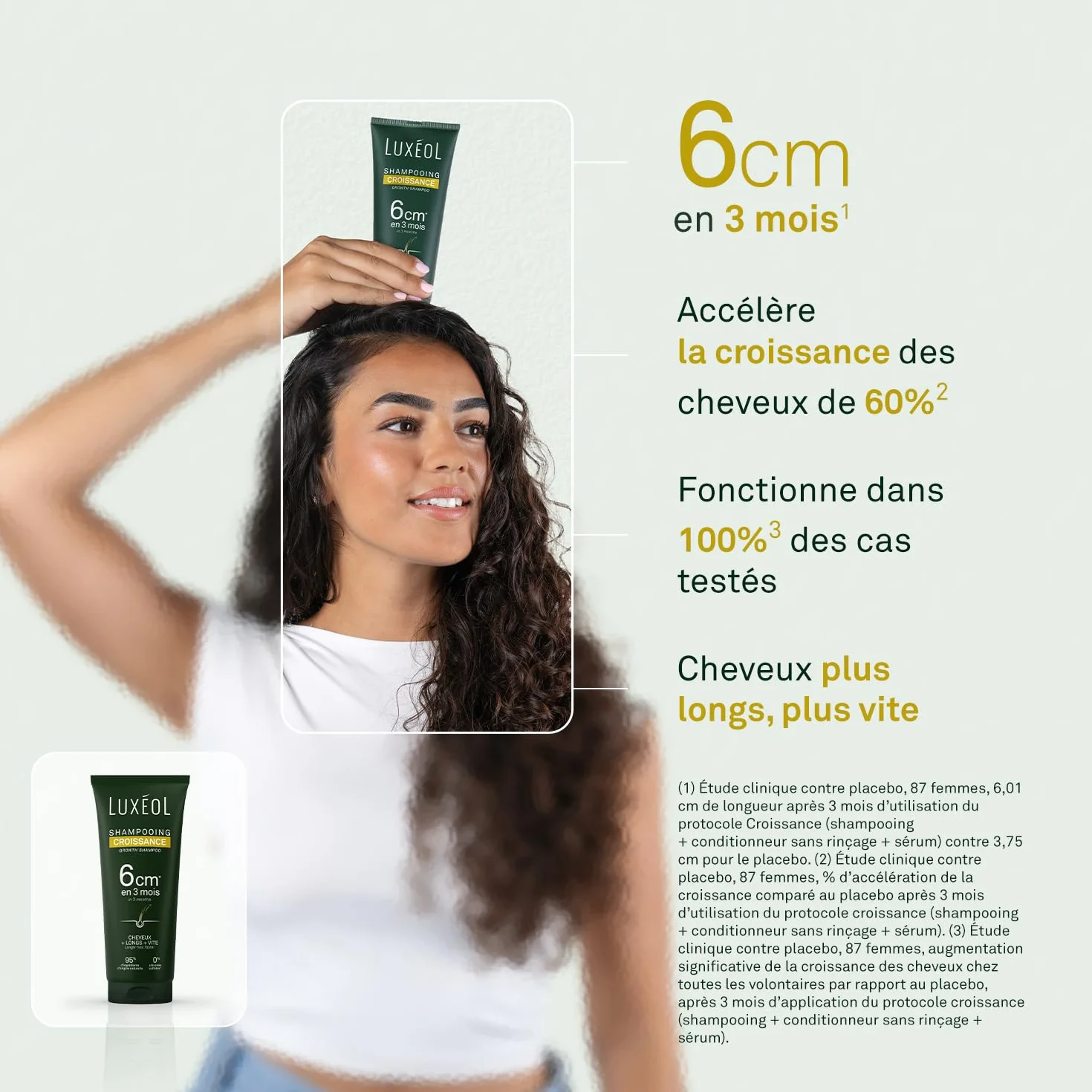 LUXÉOL Shampoing Croissance Pousse 6cm 3 Mois Cheveux Longs Vite Huile Ricin Amla Ginseng 200 ml